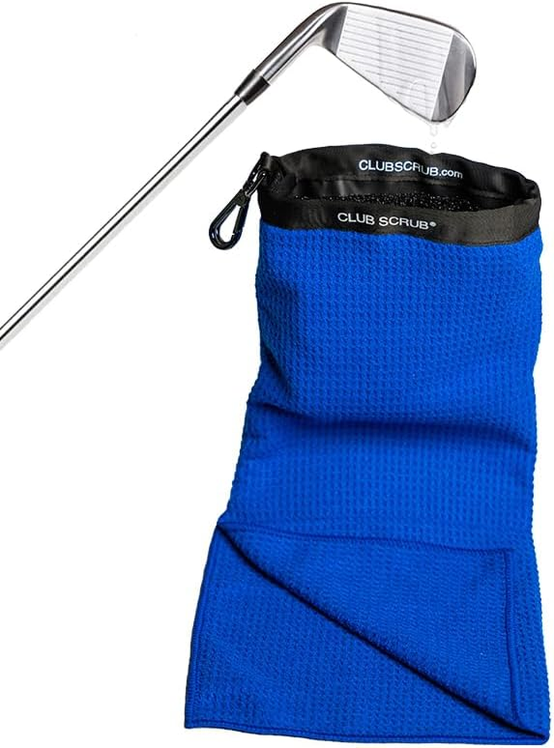 Club Scrub Golf Club and Ball Cleaning Towel Pro, Waffle-Weave Microfiber, Black