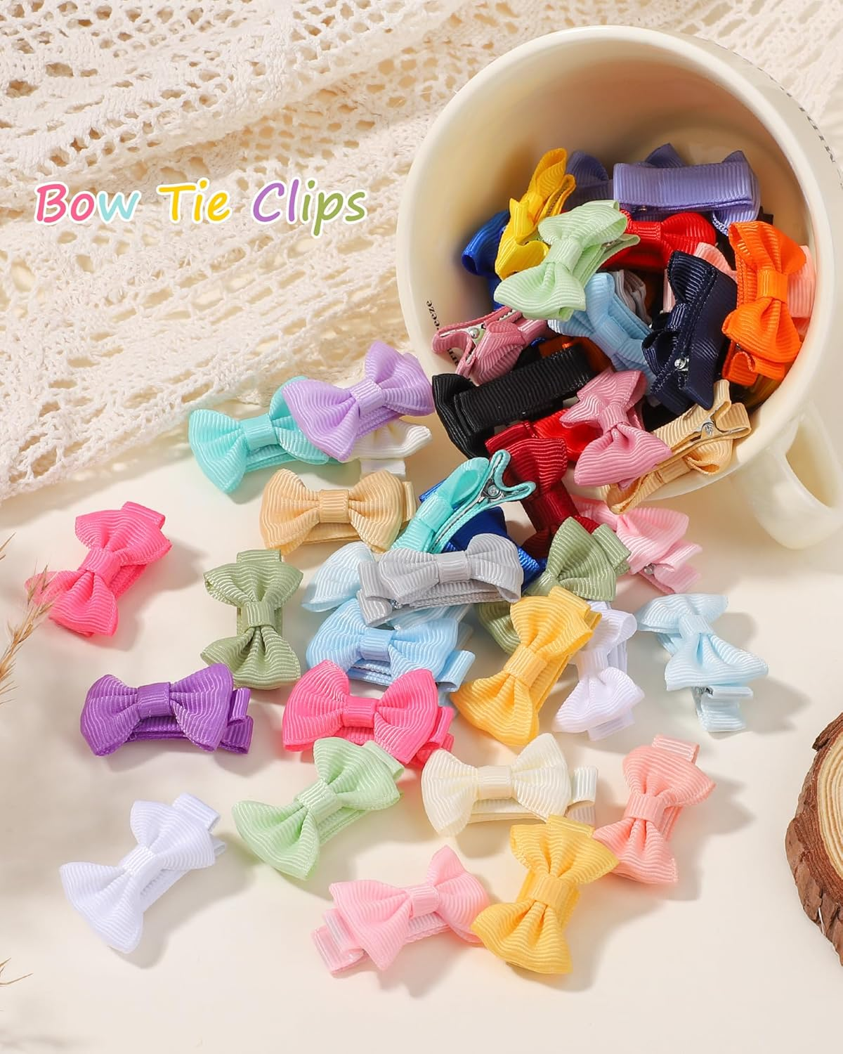 Pack of 50 1.4 Inch Baby Hair Clips Fully Lined Grosgrain Boutique Solid Band Mini Straps for Girls Teenagers Infants Children Toddlers Newborns image number 5