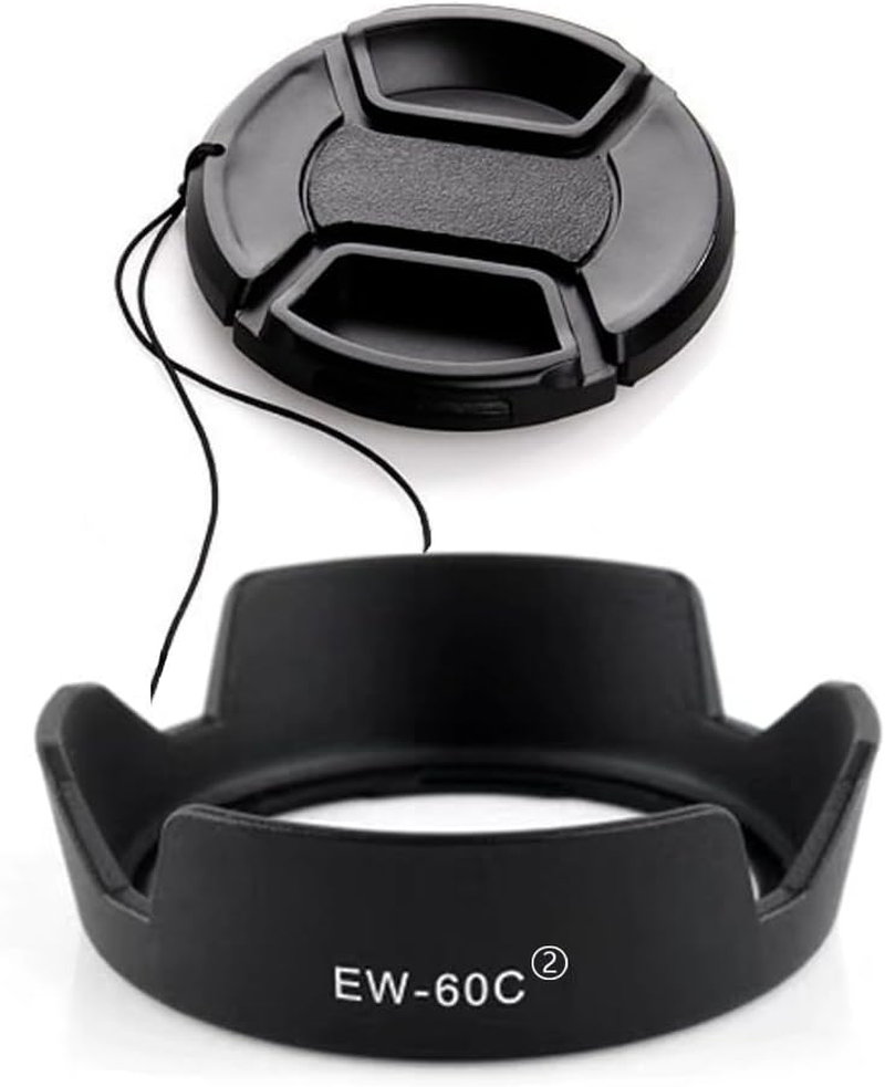 EW-60C Lens Hood & 58Mm Lens Cap Compatible for Canon T8I T7I 4000D Camera Kit EF-S 18-55Mm F/3.5-5.6 Lens (2 Pack) image number 2