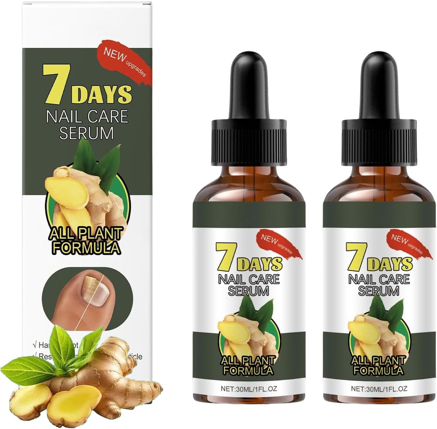 7-Day Nail Care Serum, Ginger Nail Treatment for Toenail and Fingernail for Thin, Nail Growth Serum Oil, Nail Strengthener for Damaged Nails, Restoring Healthy Nails (5PCS)