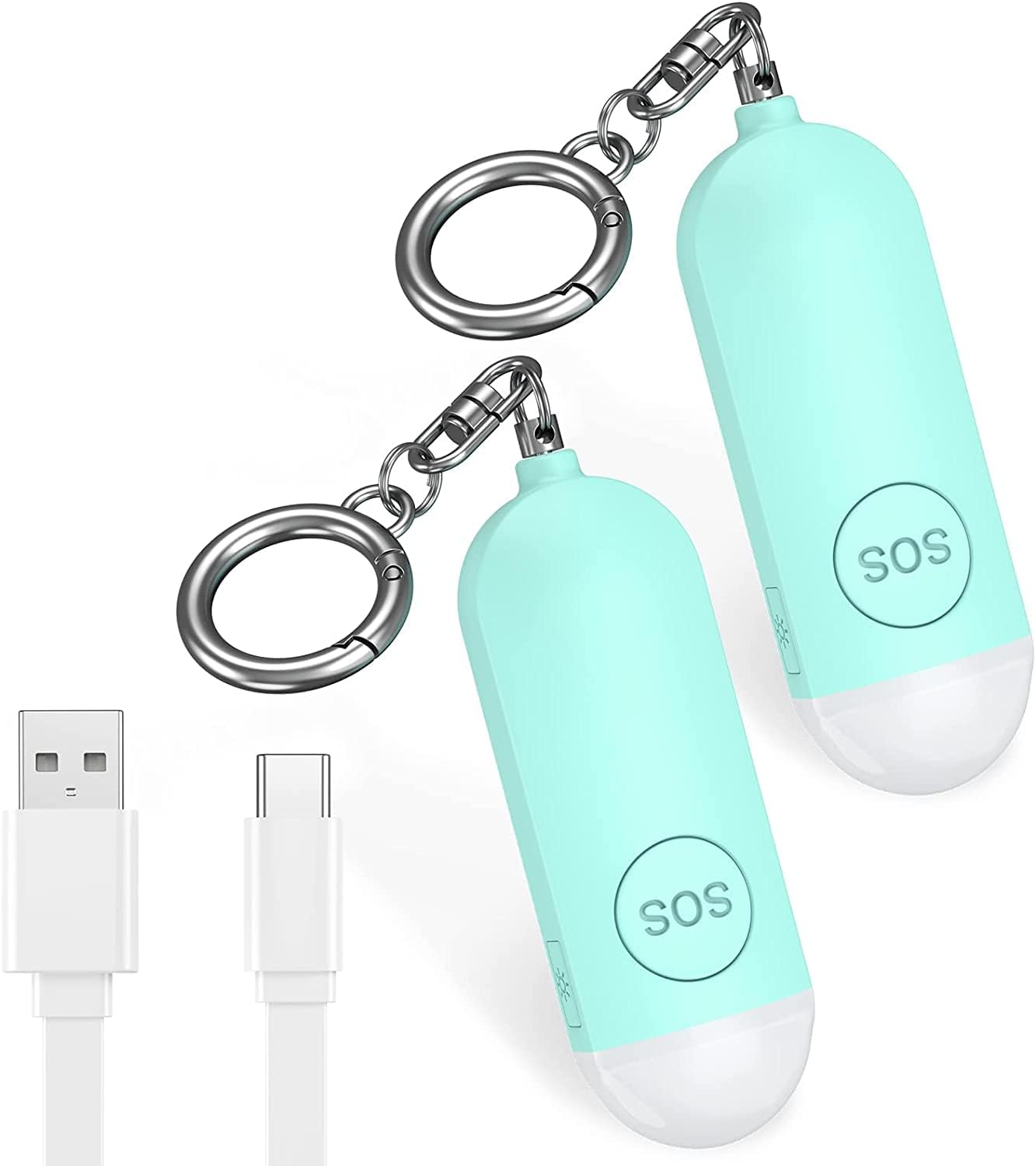 AMIR Personal Alarm for Women Elderly, 130Db Loud Personal Alarm Police Approved with LED Flashlight, Rechargeable Small Personal Panic & Rape Alarm Keyring for Students, Girls, Kids (Black)