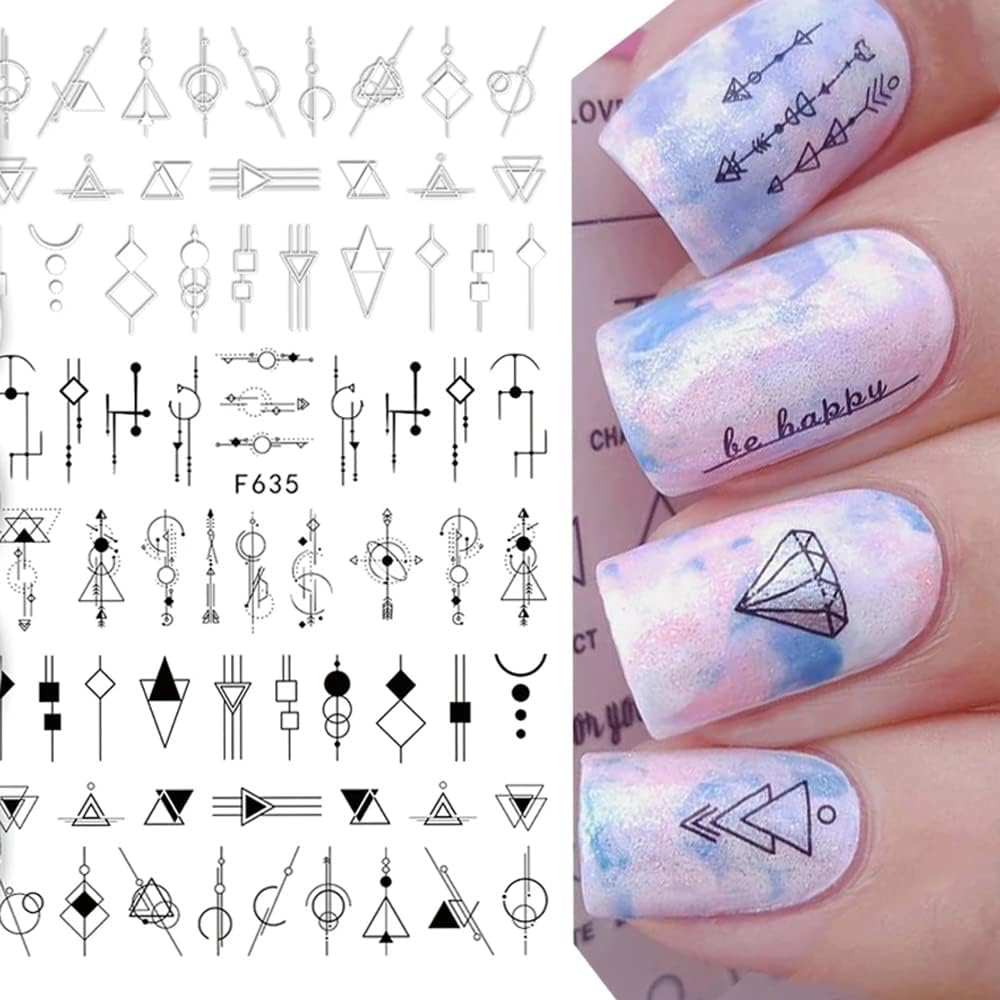 Nail Stickers, Self-Adhesive, Nail Stickers, Flowers, Nail Stickers, Abstract 3D Black Nail Stickers, DIY Manicure Decoration (7 Sheets) image number 3