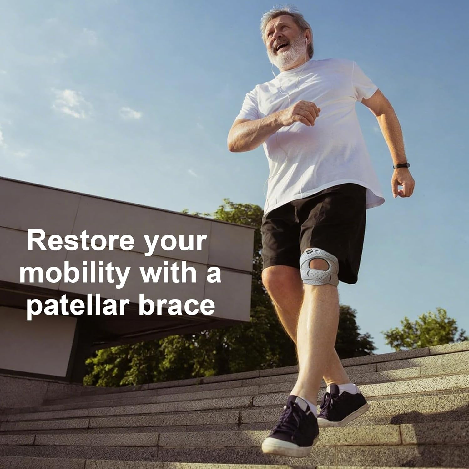 Rhoyee Wellknee Adjustable Knee Brace with Side Stabilizers Patella Gel Pads Pain Relief Support for Meniscus Tear, Arthritis, Injury Recovery, Sports,Running &ndash; 1 Pcs(Gray, S/M) image number 1