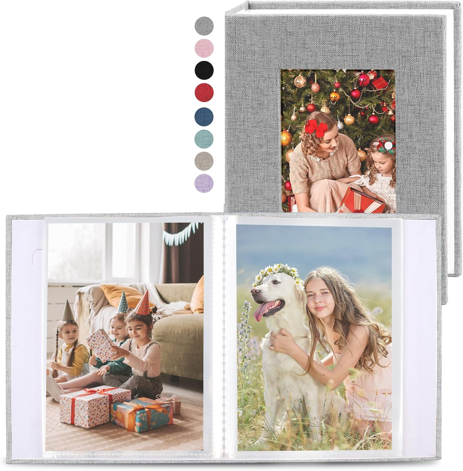 Vivinin 2 Pack Photo Album 4X6, Linen Cover Photo Album, Small Photo Album Book for 36 Pockets Hold 72 Pictures, Picture Book for Photos Family Anniversaries Baby Vacations（Gray)