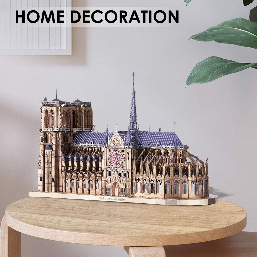Piececool 3D Metal Puzzles for Adults and Teens, Notre Dame De Paris Church Metal Model Kit, Challenge French Cathedral Brain Teaser Architecture Building Blocks Puzzle Learning Toys, 382 Pcs image number 3
