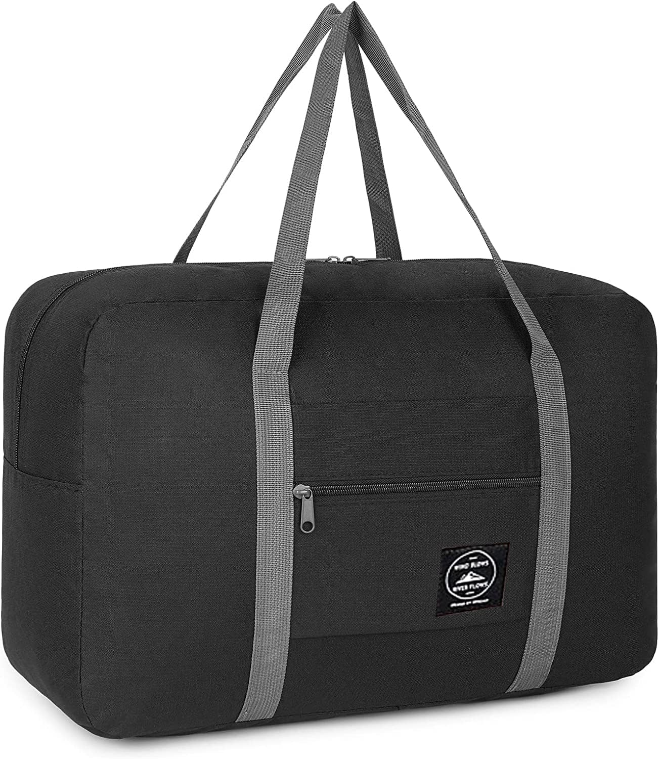 Travel Foldable Duffel Bag for Airlines, Resistant Nylon Waterproof Lightweight Travel Duffle Luggage Bag for Women Men for Vacation, Sports (Black)