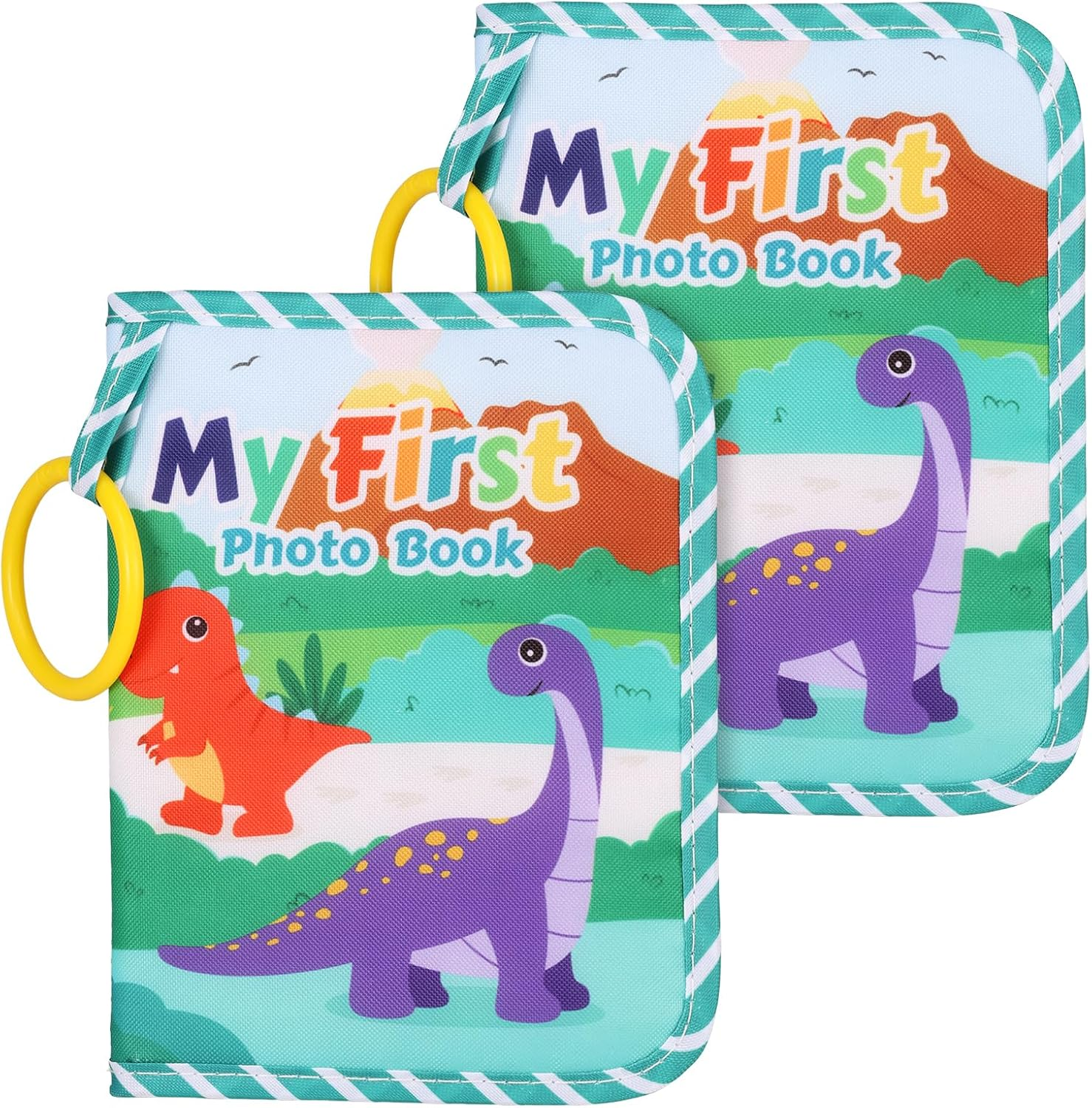 2Pcs Soft Cloth Photo Book Cloth Baby Photo Album Illustration My First Book Easy to Access First Year Memory Album with Detachable Ring Hook for Baby image number 2