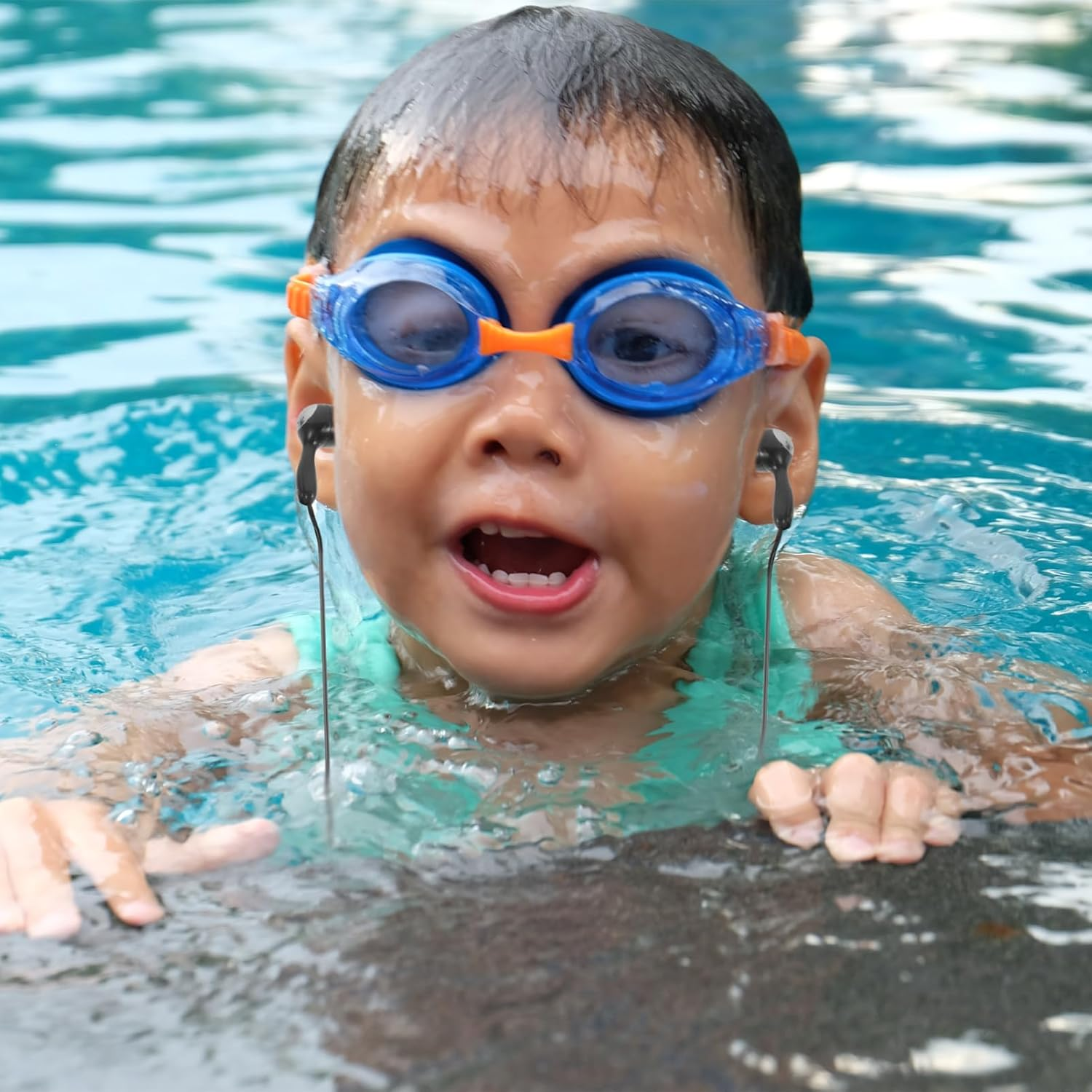 Tofficu Waterproof Swimming Earphones 2Pcs 3.5Mm Ear Hooks Adult Ear Protector for Water Sports and Diving White and Black image number 1