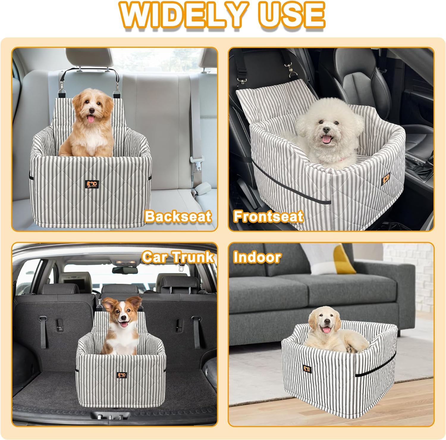 Dog Car Seat for Small Medium Dogs, Pet Safety Booster Seat, Dog Seat Travel Bed with Safety Leash, Sofa Pet Bed,Disassembled for Easy,17.7In*17.7In*12.2In (M) image number 5