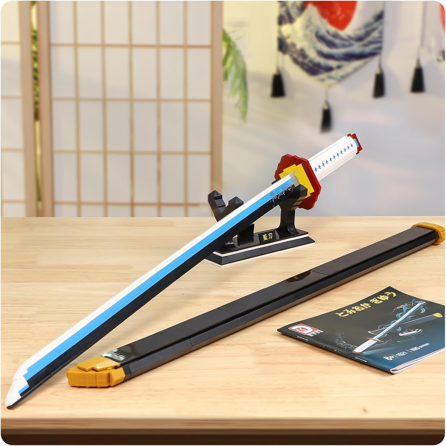 QLT Demon Slayer Sword Compatible with  Sword Ideas Cosplay Animes Tomioka Giyuu Katana, Clamping Building Blocks Decoration Adults Boys from 6-16 with Sheath Holder (695 Pieces) image number 5