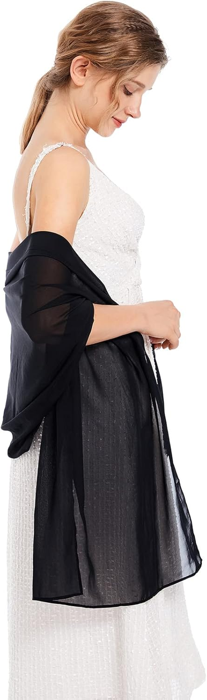 Shawls and Wraps Soft Chiffon Scarve Scarf for Evening Party Dresses Wedding Stole, Champagne1, One Size image number 4