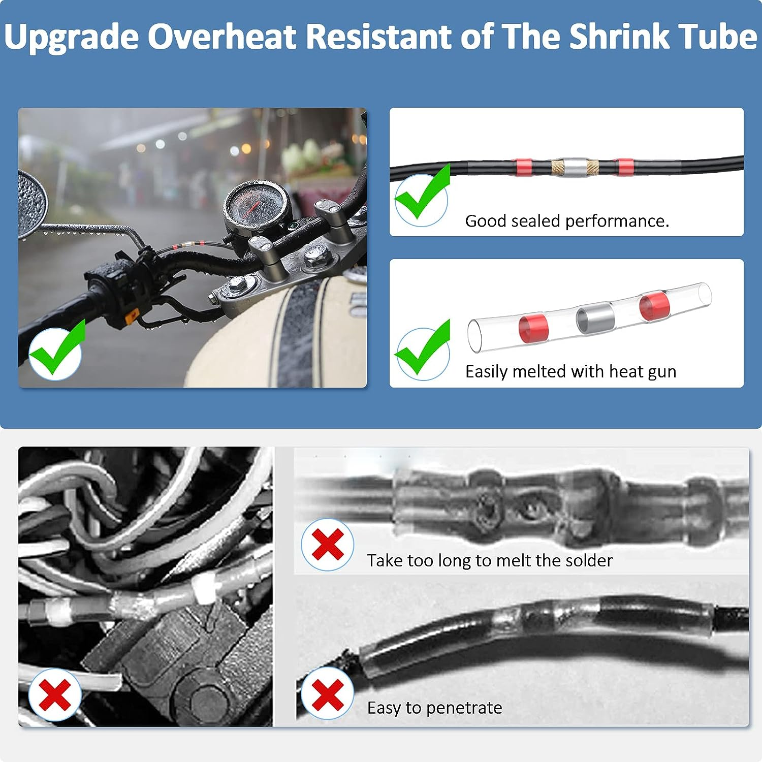 Solder Seal Wire Connectors, Heat Shrink Butt Connectors, Electrical Solder Butt Connectors, Solder Waterproof Insulated Electrical Wire Terminals for Marine Automotive Boat Truck Wire Joint (300Pcs) image number 5