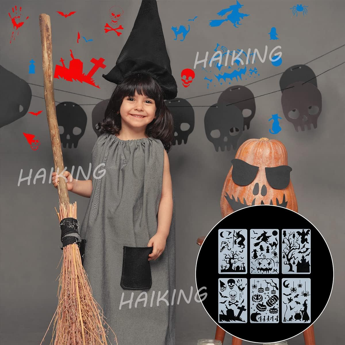 Halloween Stencils, 6 Pcs Reusable Halloween Drawing Stencils for DIY Crafts, Scrabooking, Home Decor, Halloween Decoration (10.2 * 6.7In) image number 1
