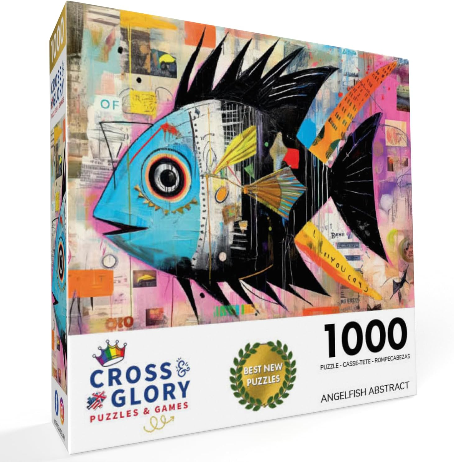 Angelfish Abstract - Best New 1000-Piece Jigsaw Puzzle for Adults - Vibrant Artistic Marine Design - Eco-Friendly Materials - Unique Gift - from Cross & Glory - Challenging Brain Teaser