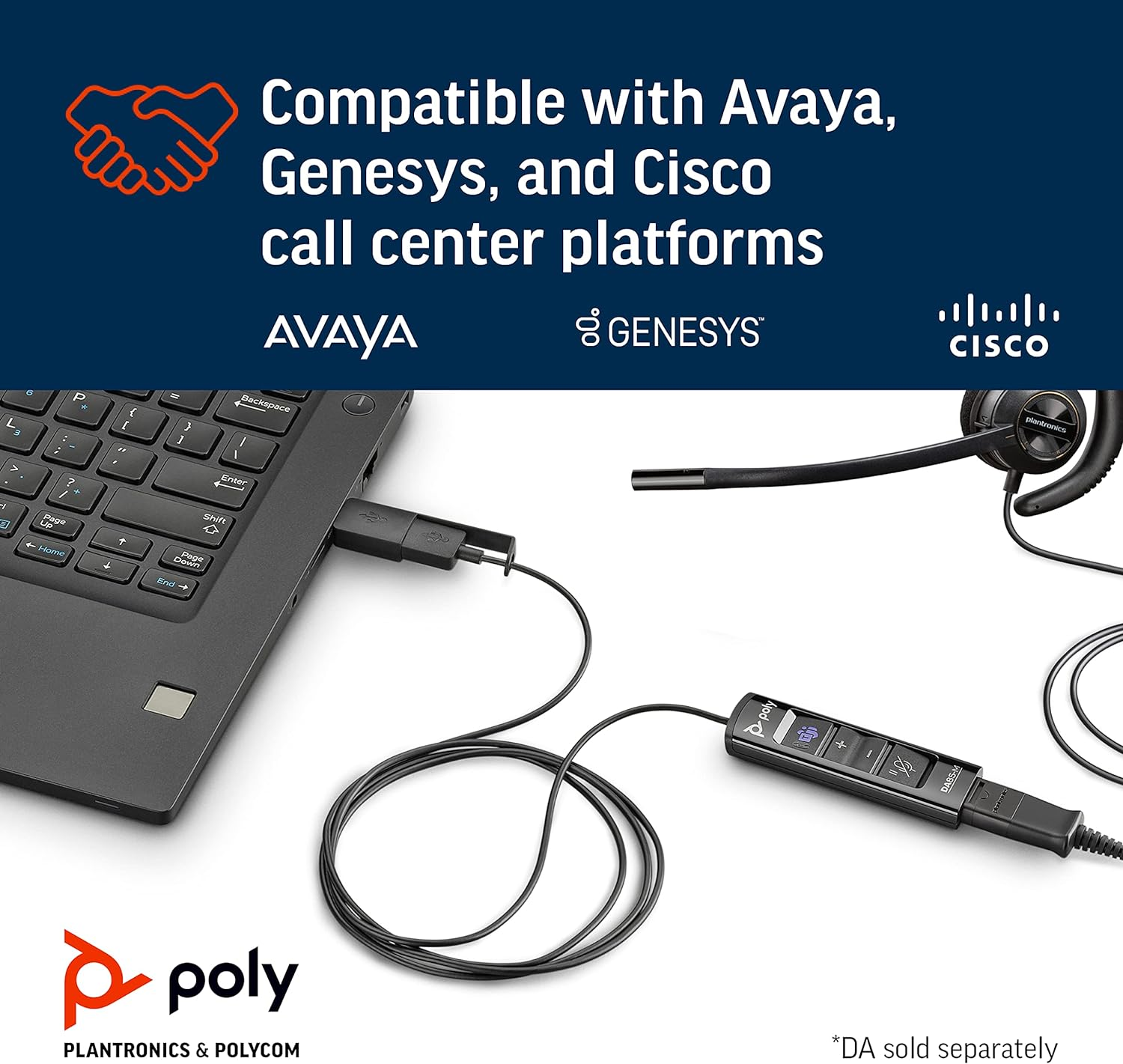 Plantronics Poly - Encorepro 530 Quick Disconnect (QD) Headset - Works with Poly Call Center Digital Adapters (Sold Separately) - Acoustic Hearing Protection - Over-The-Ear Wearing Style,Black image number 2