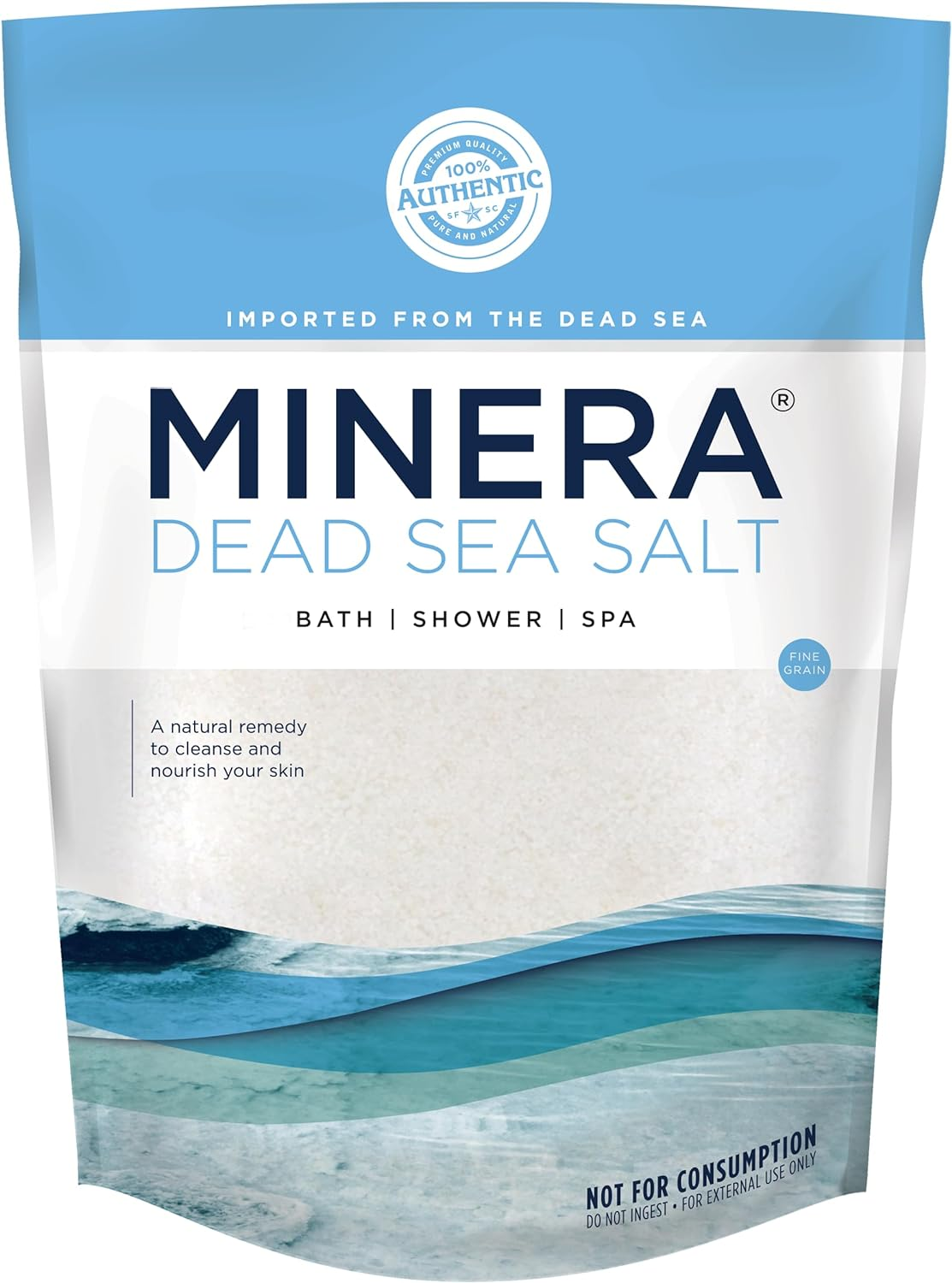 Minera Fine Grain Dead Sea Salt for Bath & Soaking &ndash; 15 Lbs (3 X 5 Lb Bags), Fast-Dissolving, 100% Pure & Natural, Unscented, Skin-Nourishing Bulk Sea Salt image number 3