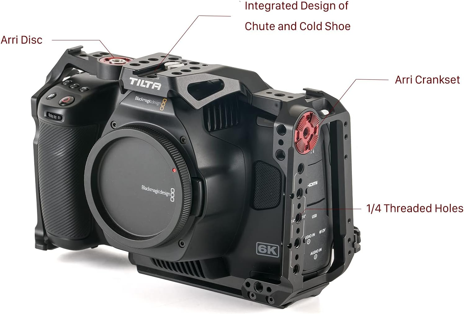 Tilta Full Camera Cage Compatible with BMPCC 6K Pro Detachable Half Camera Video Cage for Blackmagic Pocket Cinema Camera 6K Pro Film Movie Making Kit Lightweigt Durable Black TA-T11-FCC-B