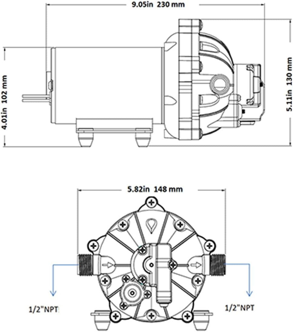 Washdown Deck Wash Pump Kit 75 PSI 12V 6.6GMP for Rv Boat Marine Yacht Caravan (BLACK)