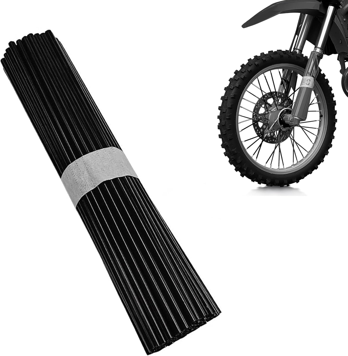72-Pack Universal Spoke Protector Guards for Bikes, Motorcycles, Wheelchairs & Off-Road Vehicles - Durable Spoke Decorations for 8"-21" Rims (Black)