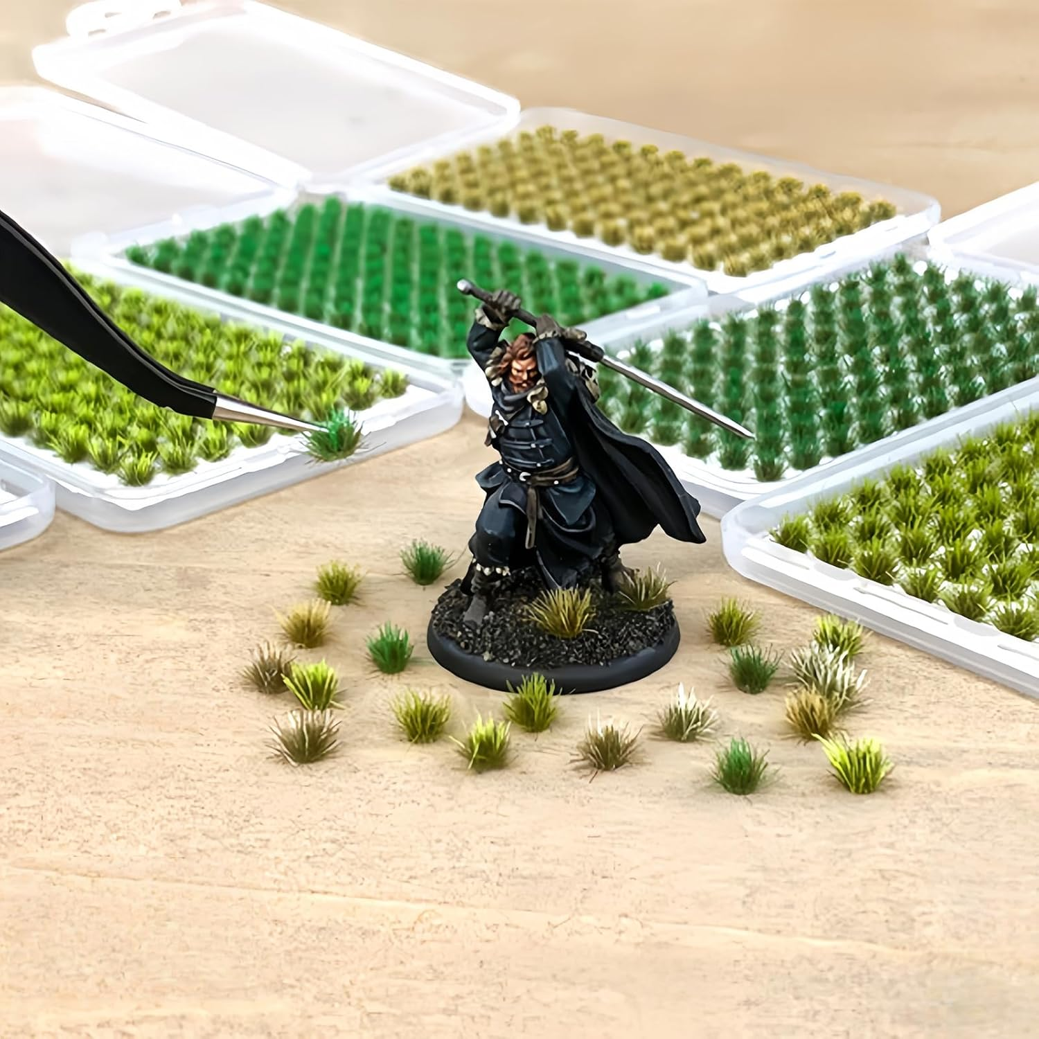 208 Pcs Static Grass Model Grass Tufts Railway Artificial Grass Miniature Grass Tuft Terrain Kit for DIY Model Terrain Scenery Railway Fairy Garden Diorama Scenery(Green, Small)