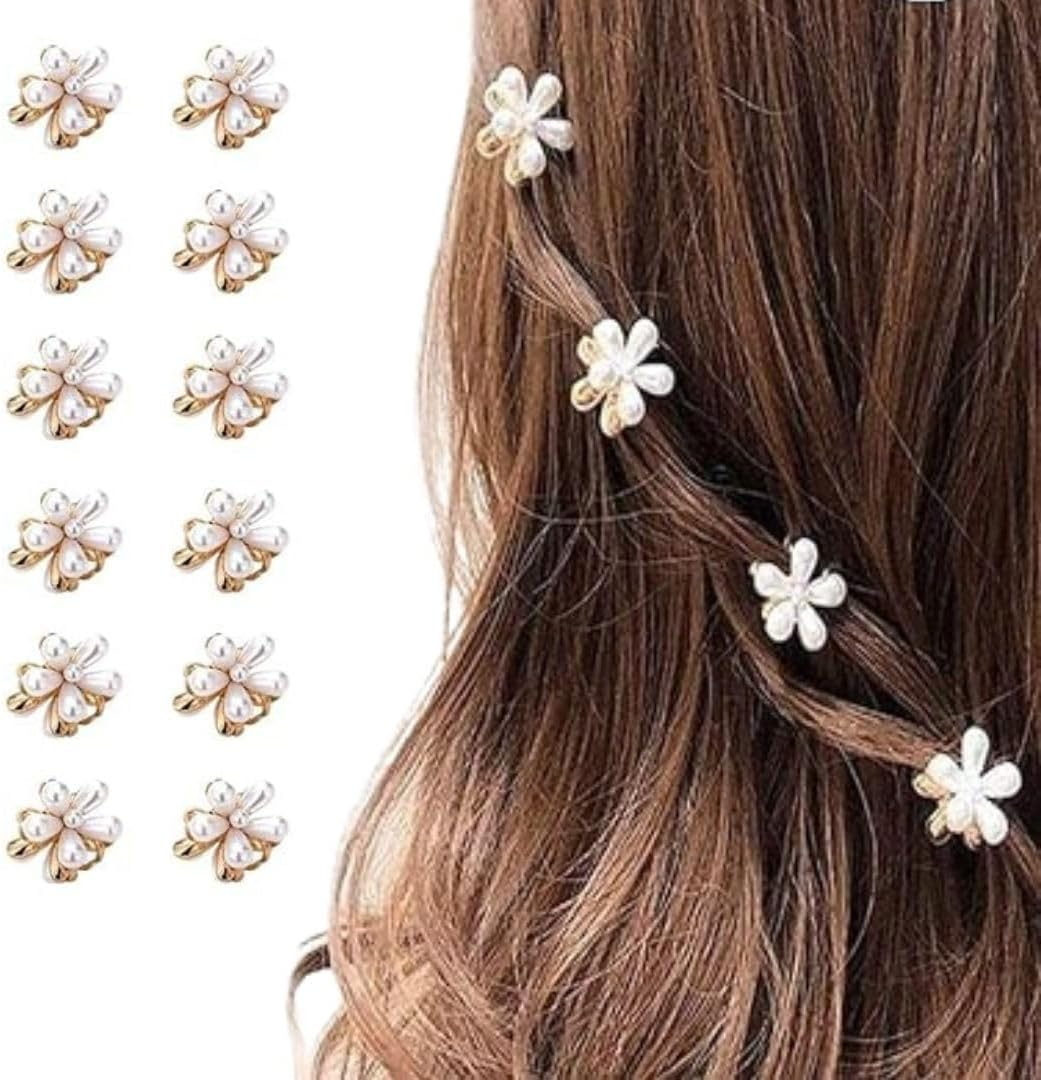 Radhu&Kabby Pack of 12 | Pearly White | Nonslip Small Claw Clip for Women | Strong Hold Mini Hair Clips for Girls | Butterfly Clutchers | Hair Clamps | Barrettes image number 4