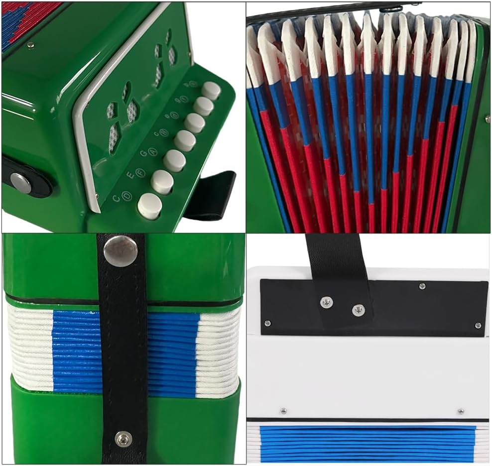 7-Key 2-Bass Accordion ABS Material Musical Instrument for Beginners Lightweight Button Accordion Hand-Eye Coordination Stage Performance - White image number 7