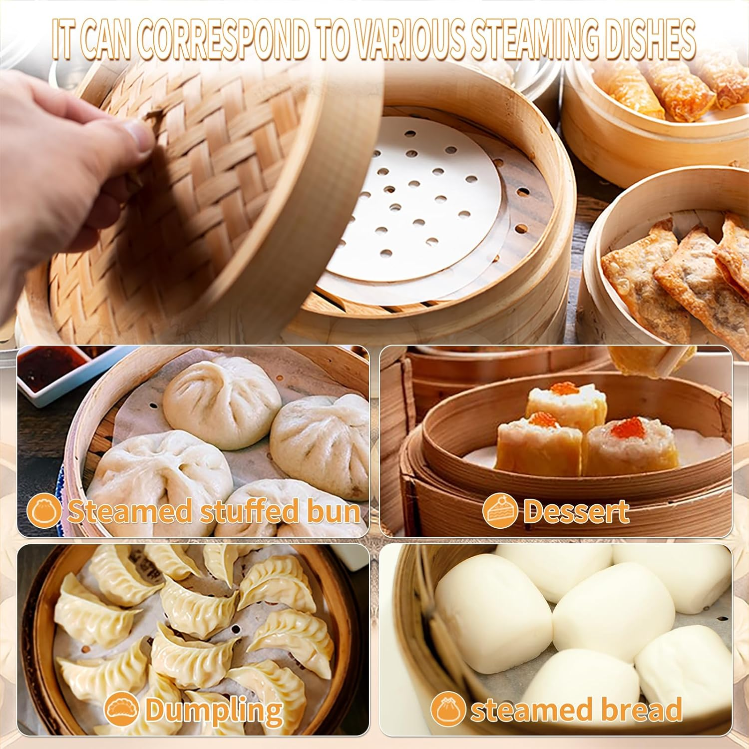 120Pcs Air Fryer Liners 8.3"(21Cm) Bamboo Steamer Liners Perforated Parchment Paper Non-Stick (White) for Air Fryer Steaming Basket Springform Cake Tin Rice(8 Inch) image number 3