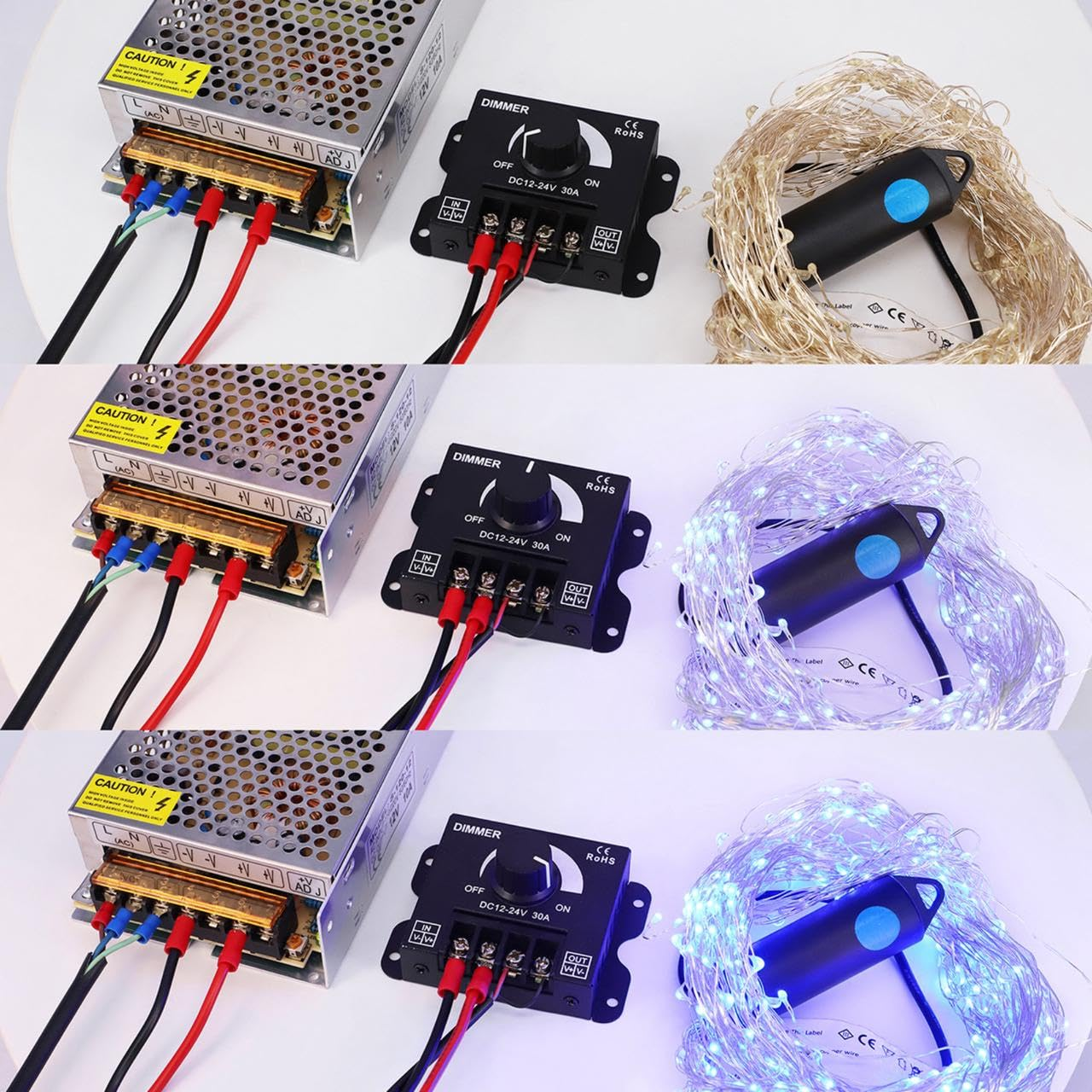 Clearhill LED Light Dimm Er Switch,Dc 12-24V Stepless Dimming Knob Adjustment, Aluminum Alloy Housing,Included Cover,Pwm Controller for Single Color LED Strips,50000H Service Life (2) image number 1