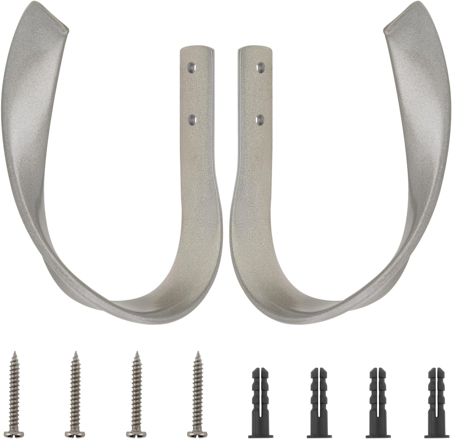 HOJLKLD 2 Pack Curtain Holdbacks, Aluminum Alloy Wall Mounted Decorative Drapery Tiebacks with Screws and Anchors, Heavy Duty U-Shape Wave Window Curtain Hooks for Home Decor (2, Black)