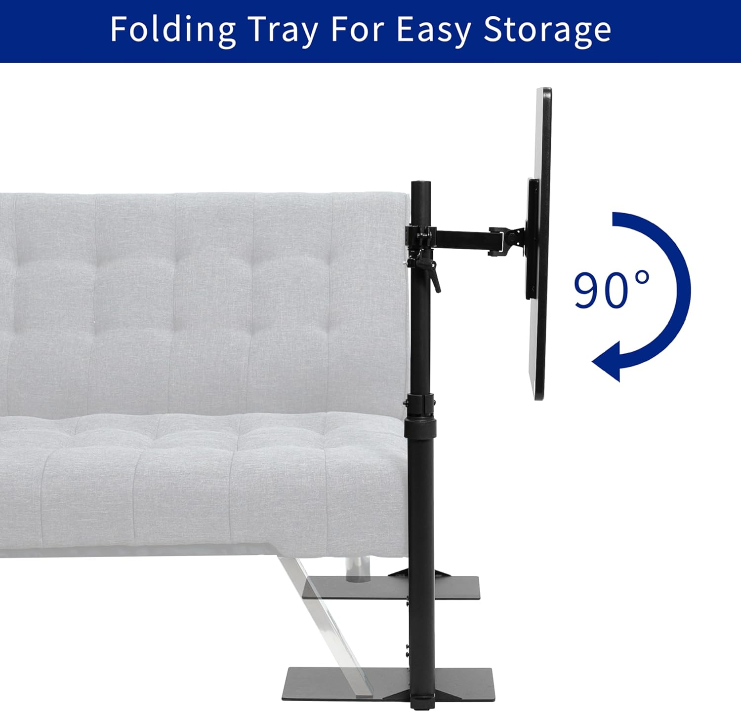 VIVO 51Cm over Couch Swivel Table, Laptop Desk for Remote Work, Portable Recliner Workstation with Height Adjustable Swing Arm, Black, DESK-ST01C image number 6