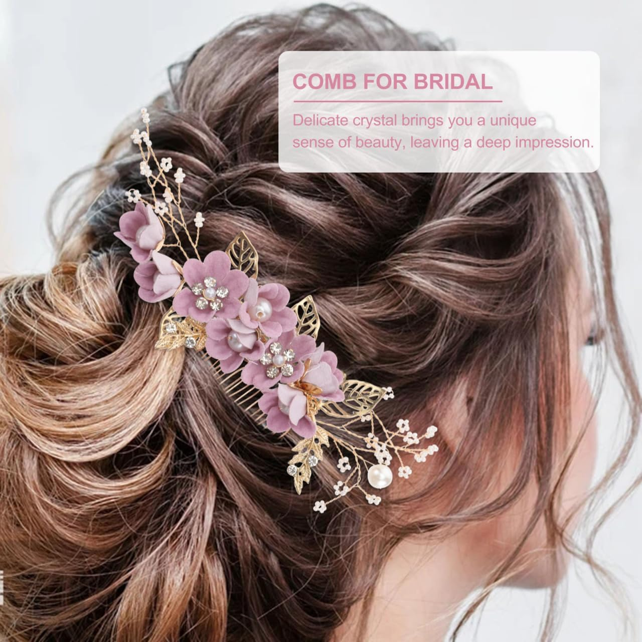 Hemobllo Side Hair Clips with Flowers for the Bride: Alloy Headpiece with Rhinestones and Flowers for Wedding Brides Hair Comb Wedding Prom Birthday Party image number 2