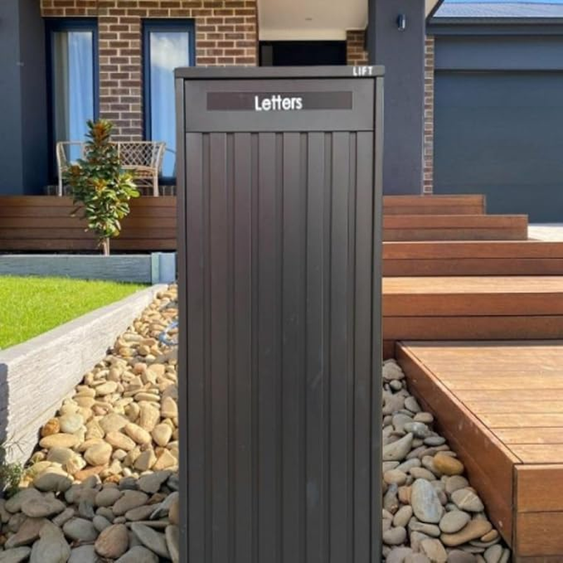 Parcel Pillar Charcoal Letterbox, Mailbox 1309, Modern Design, Made of Stainless Steel, Easy to Maintain, Weather-Resistant, Ideal for Residential & Commercial Use, Black & Satin image number 6