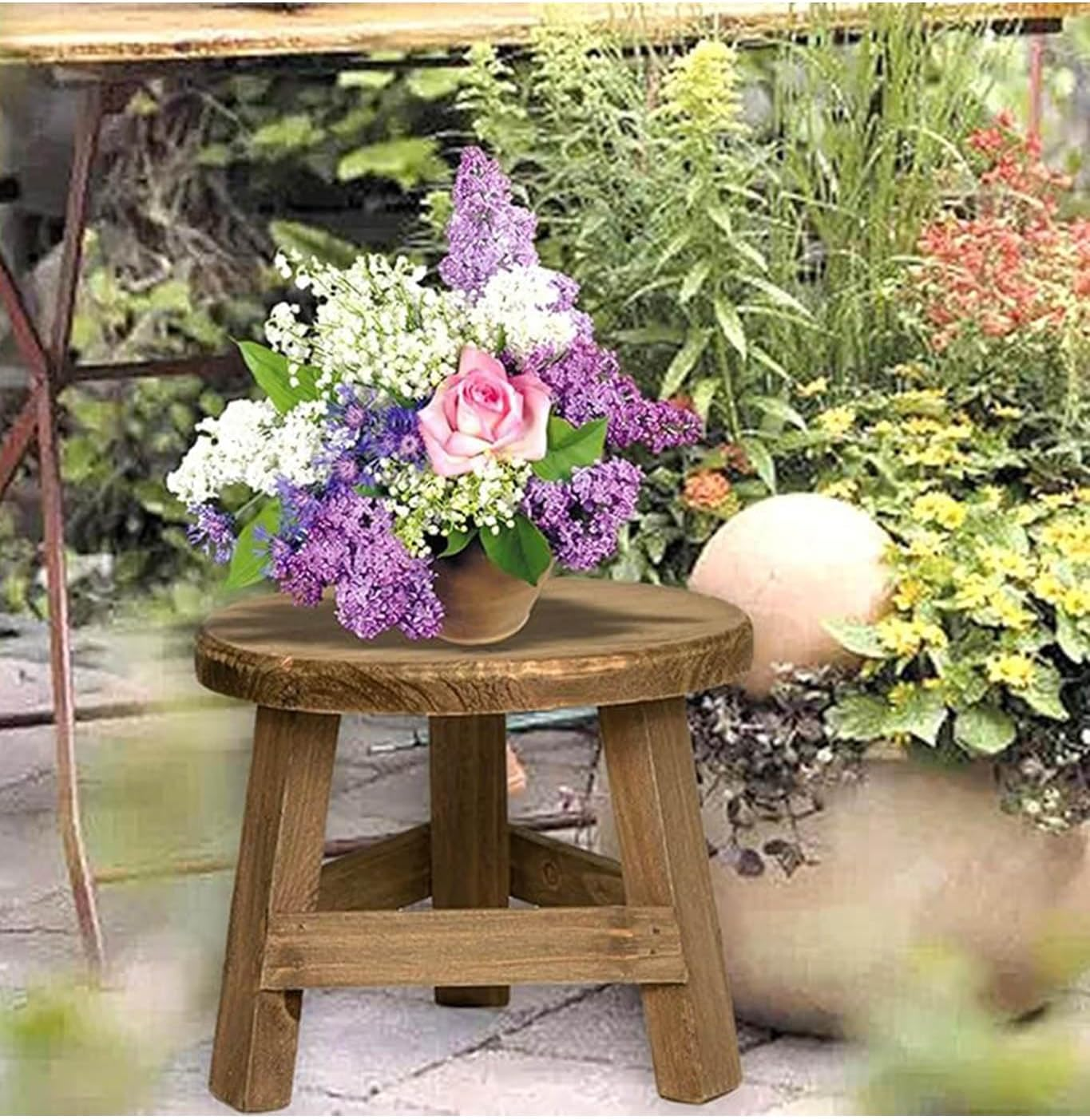 Wooden Plant Stand,Mini Display Elevator, Farmhouse Greenery Holder, Small Natural - Material Stool for Home & Garden image number 6