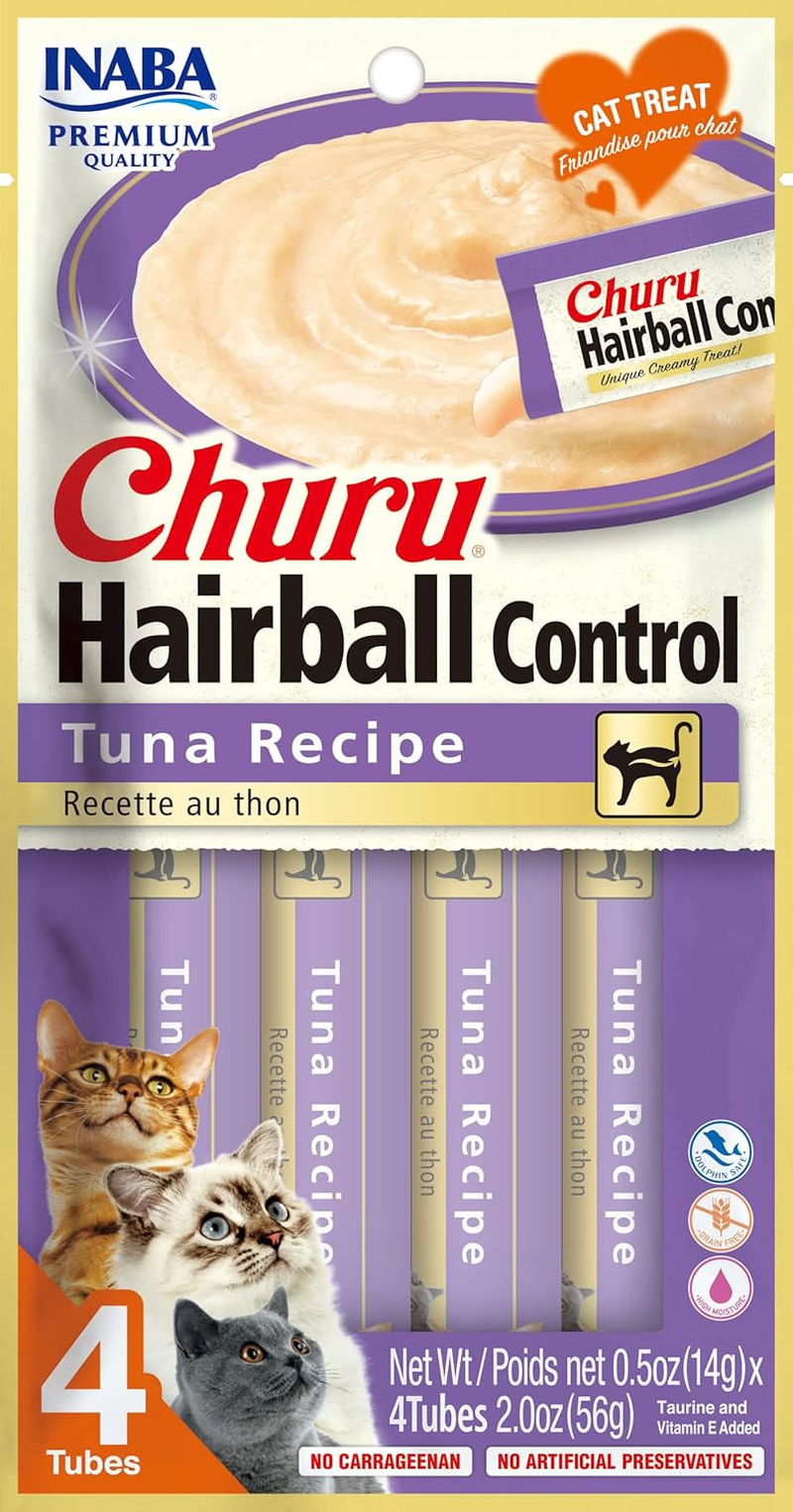 Inaba Churu Puree Hairball Control Lickable Cat Treats Tuna Recipe 6 X 56G image number 1
