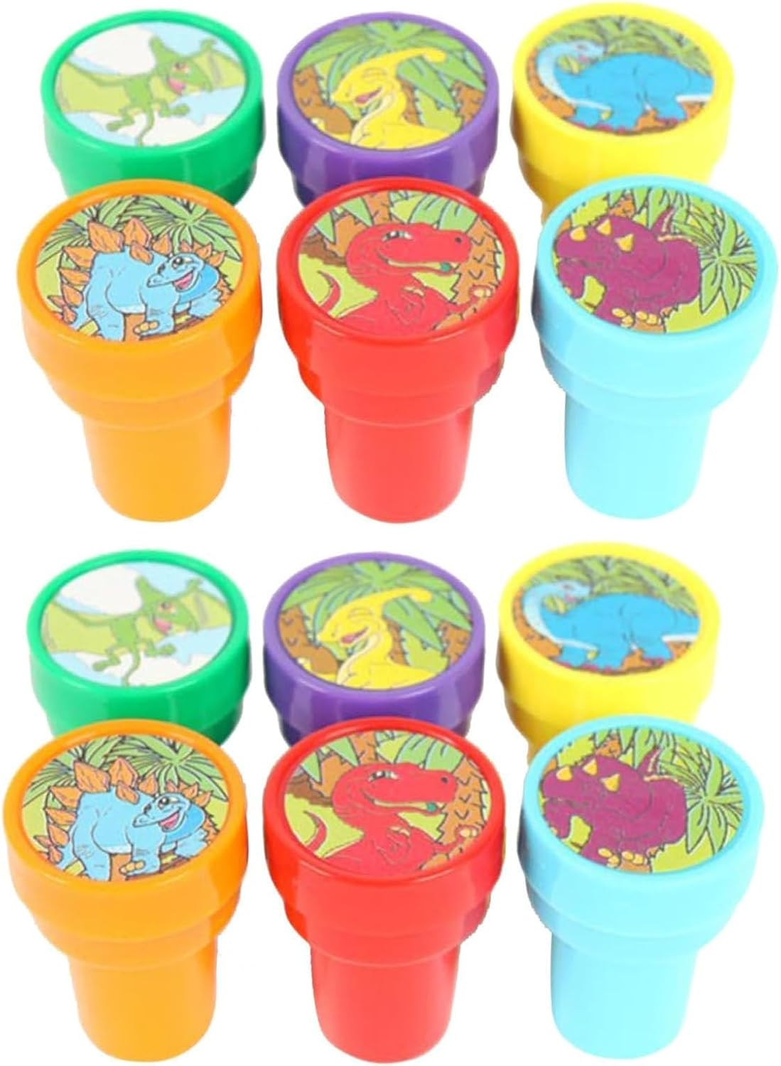 12 Pcs Animals Dinosaur Stamps Signet Animals Themed Self-Inking Stampers Birthday Party Favors Supplies Washable Stampers Crafts Party Favor School Prizes image number 2