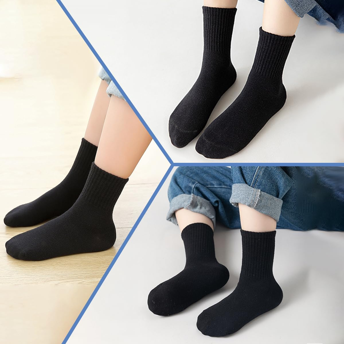 10 Pairs Unisex Kid Socks, Soft Cotton Baby Toddler Crew Socks for 1-3/3-5/6-8/8-12 Years Old Boys Girls Kids Children Youth Breathable Athletic Trainer Ankle Socks for Baby Boy Girl image number 3