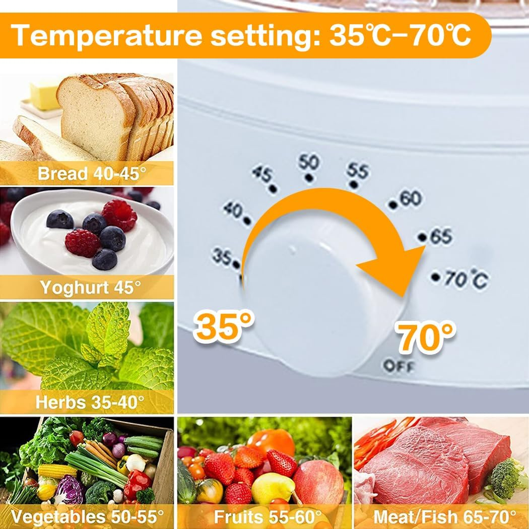 PORIYA Electric Food Dehydrators,5 Trays 350W,Dehydrator Fruit Dryer,Home Small Kitchen Appliances,Adjustable Temperature Control