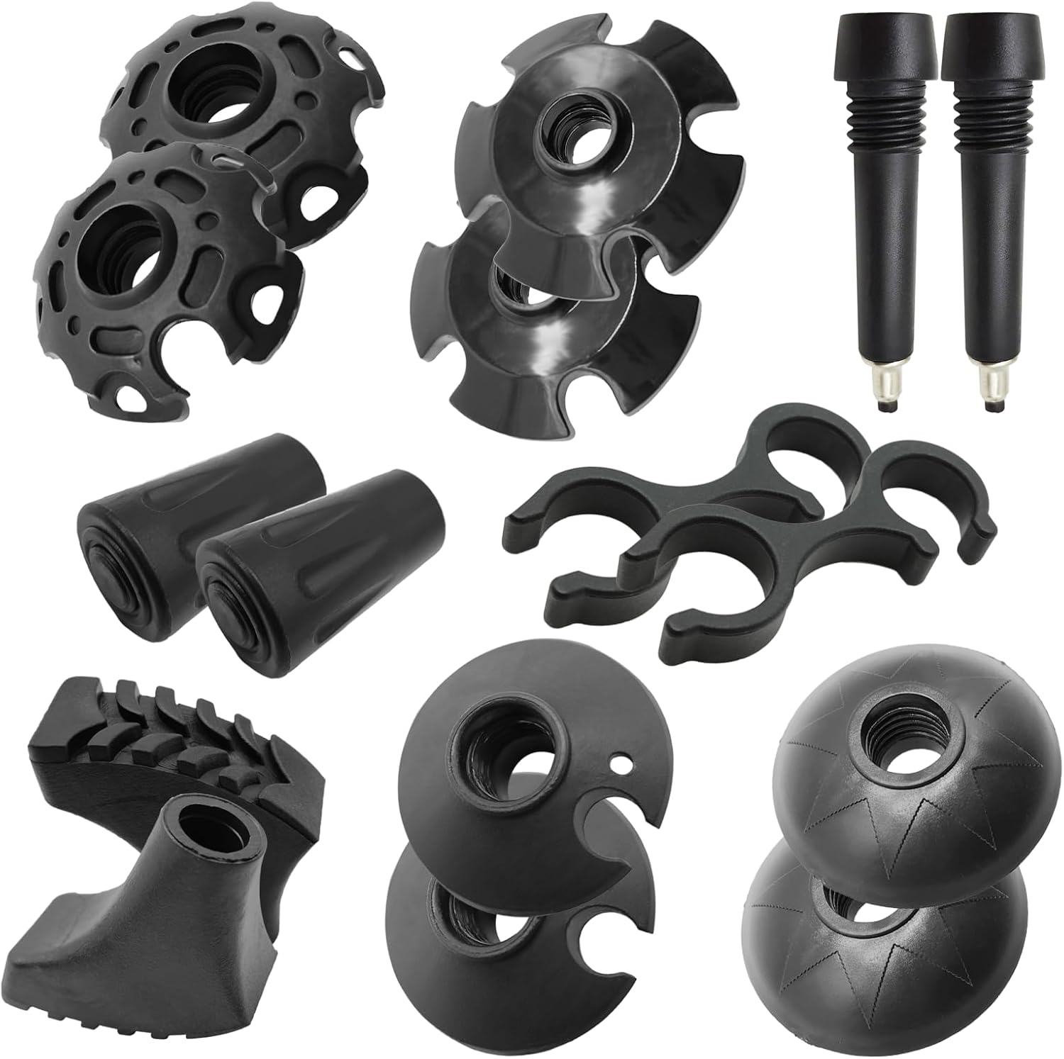 Hiking Pole Tips, Walking Stick Rubber Tips Trekking Poles 6Pcs Replacement Protectors Boot Tips Rubber Feet Fits Most Standard Hiking Sticks 11Mm Hole Diameter image number 1