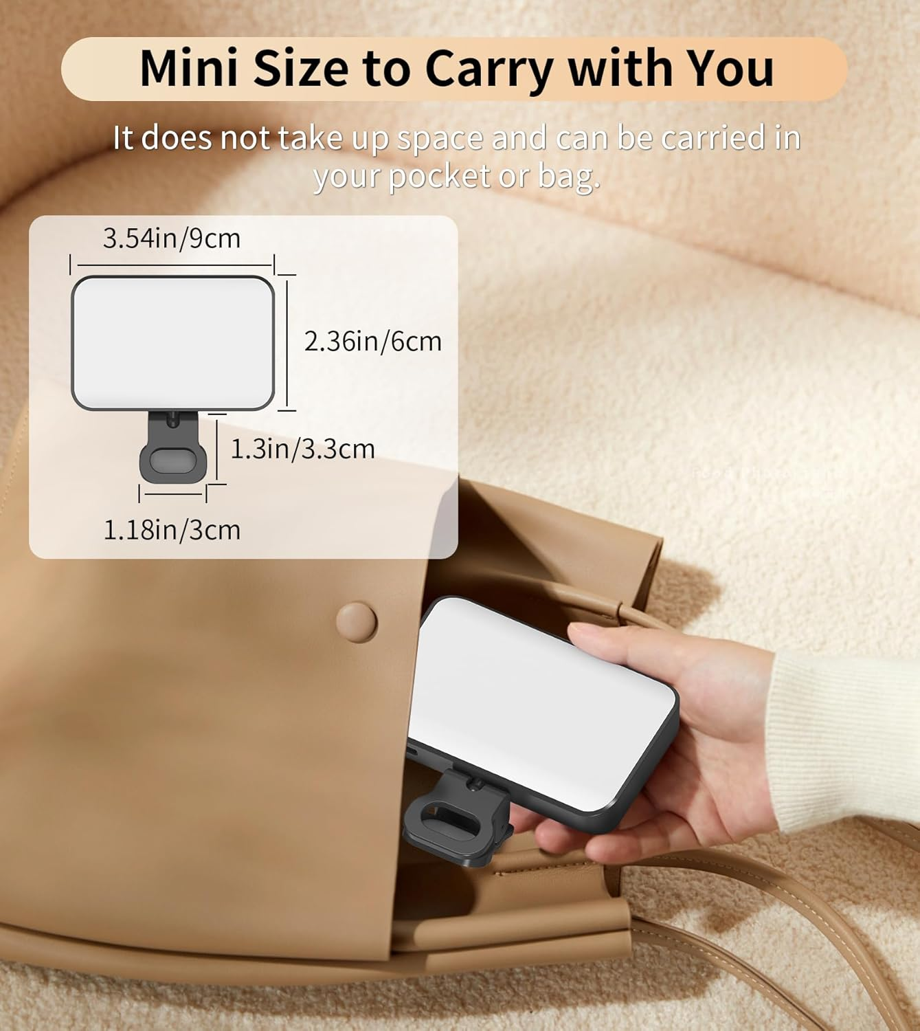 60 LED Selfie Light for Iphone,2000Mah Rechargeable Phone Light with Clip,3000K-6500K Portable Clip on Light,3 Lighting Modes for Video Conferences,Zoom Meetings,Webcam,Laptop Photo,Streaming,Makeup image number 1