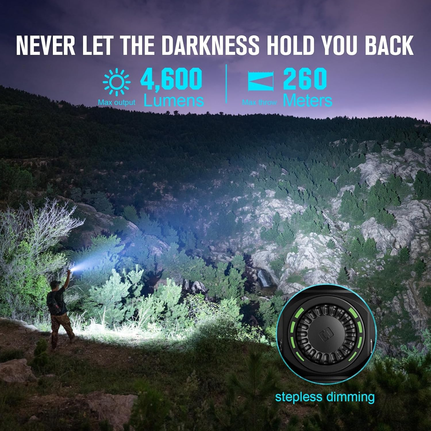 OLIGHT Seeker 4 Pro Maximum 4600 Lumens Super Bright Flashlight with Holster Dual Charging Options for Outdoor Searching, Hunting(Black) image number 4