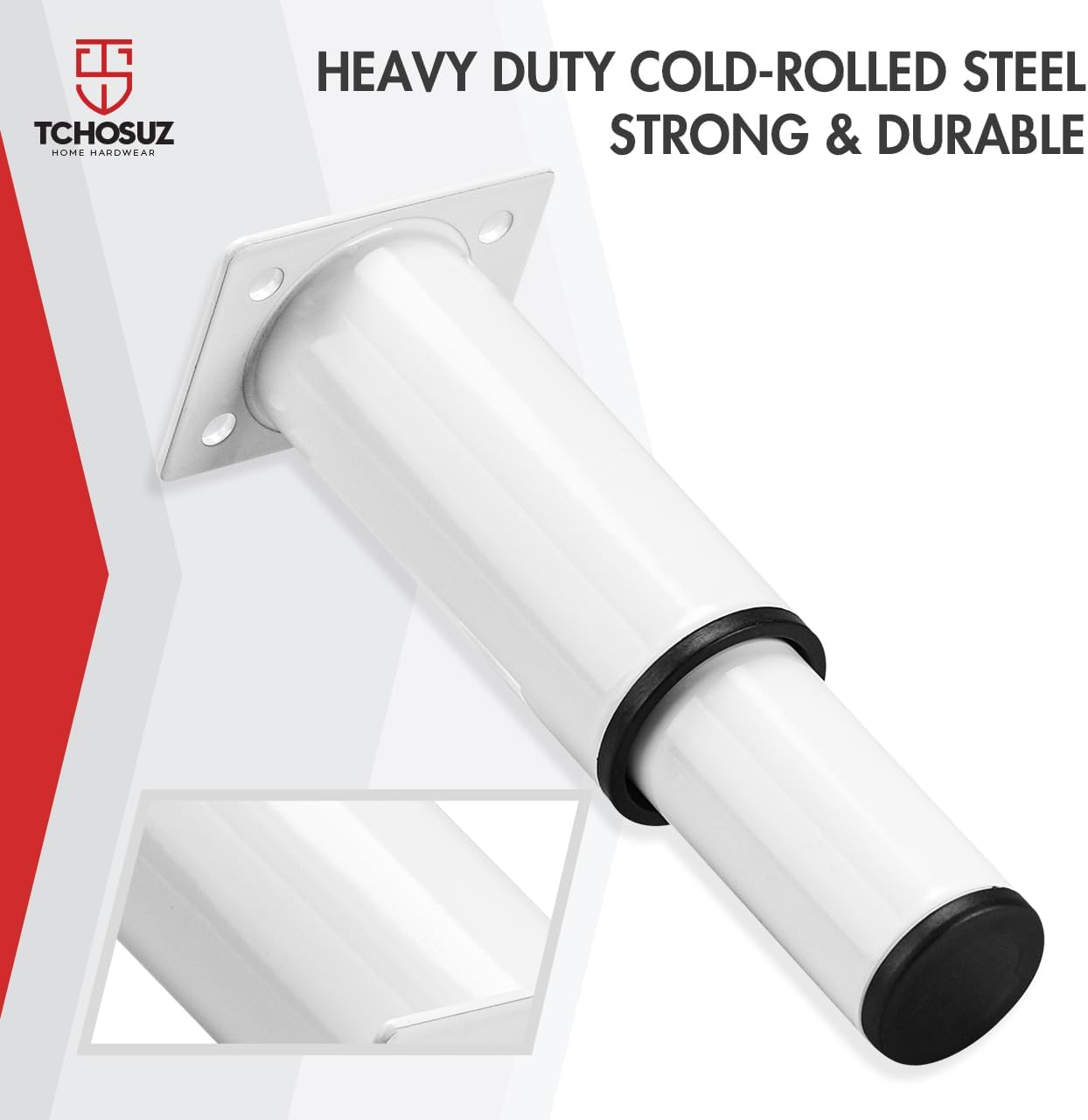 5-7 Inch / 12-18Cm Adjustable Metal Furniture Legs, Set of 4 Heavy Duty Bed Frame Center Slat Support Legs DIY Replacement Feet for DIY Cabinet Couch Tvstand Chair Desk White image number 4