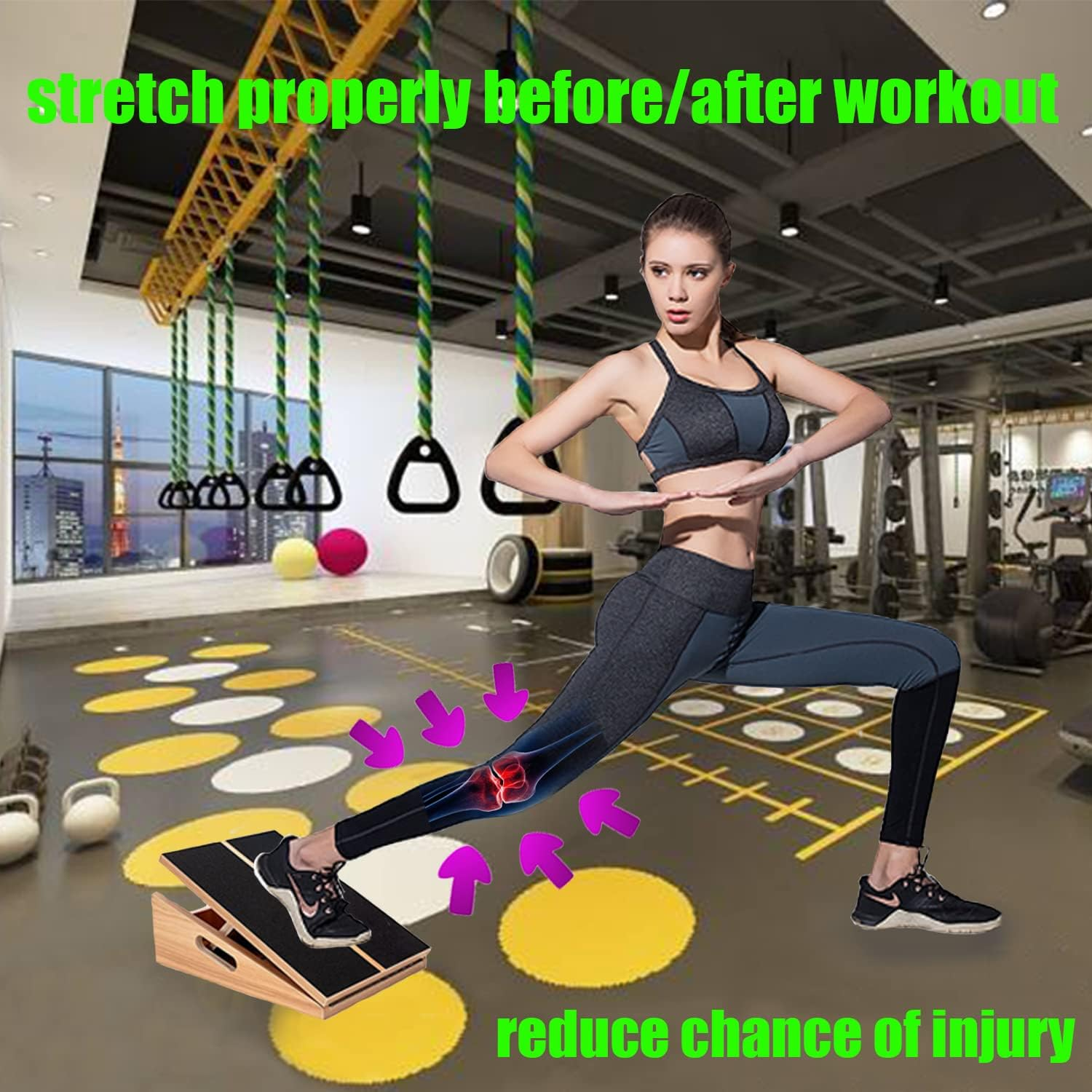 Slant Board for Calf Stretching Squats Calf Stretcher Incline Stretch Adjustable Wooden Wedge Footrest Professional for Knees Ankle Heel Feet Leg image number 4