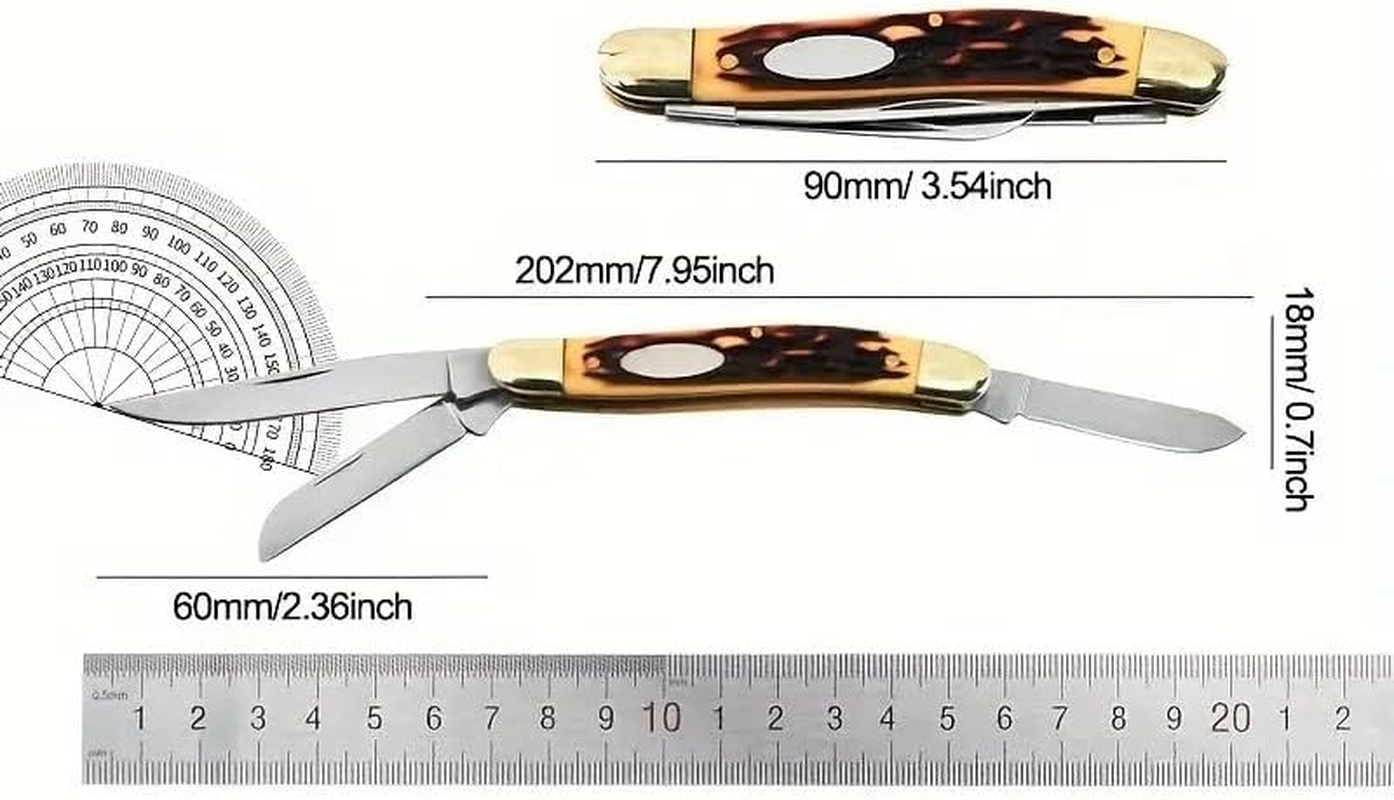 Dxzephious 440 Stainless Steel Folding Pocket Knife Outdoors Manual Knife,8.9Cm Overall,6Cm Stainless Steel Blades,Hunting,Camping image number 3