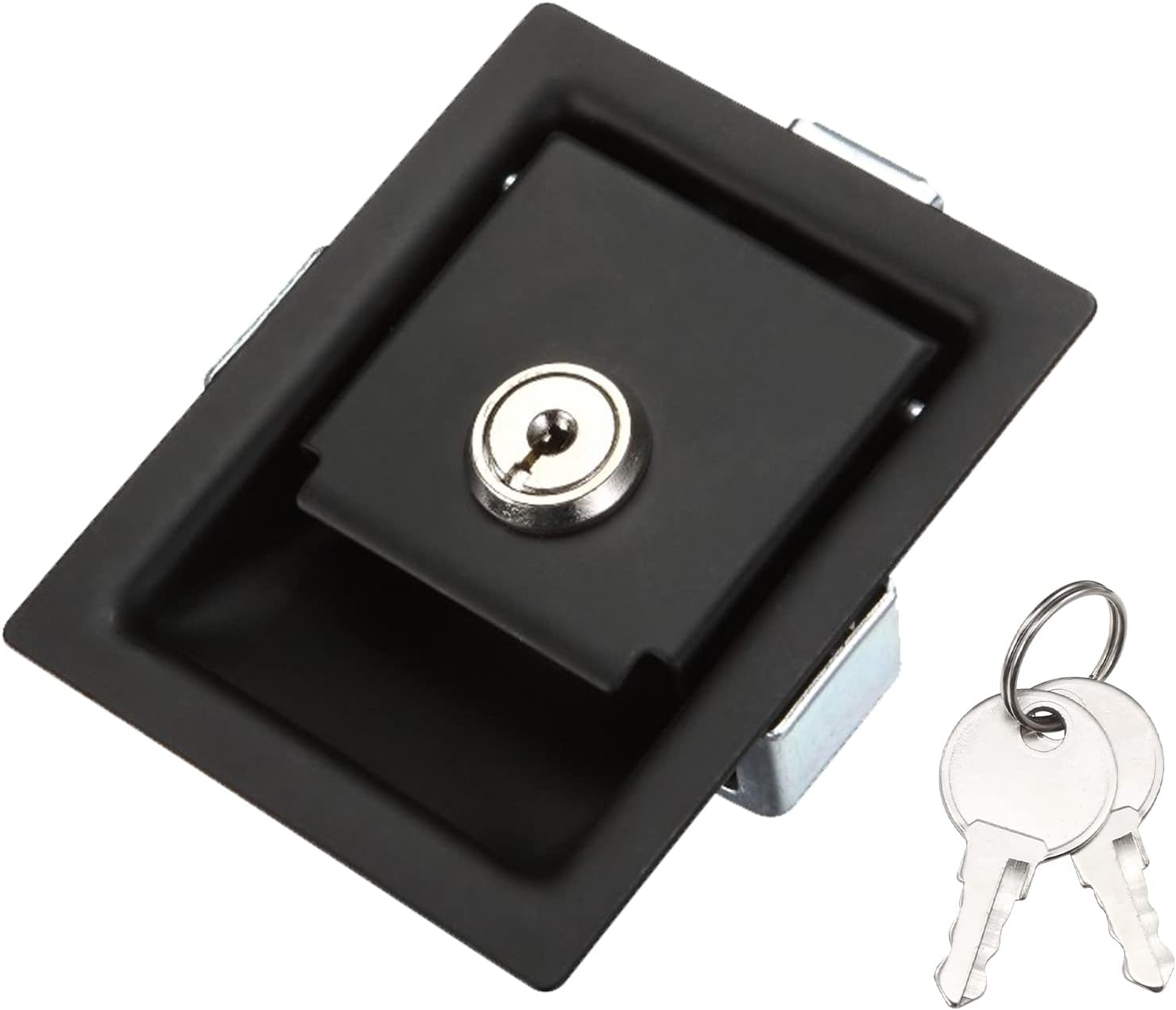Loclink Black Truck Tool Box Latch Replacement, Flush Mount Paddle Lock Samll Size, Pull Handle Lock for Outdoor Trailer Pickup RV Storage Organizer Electrical Cabinet image number 3