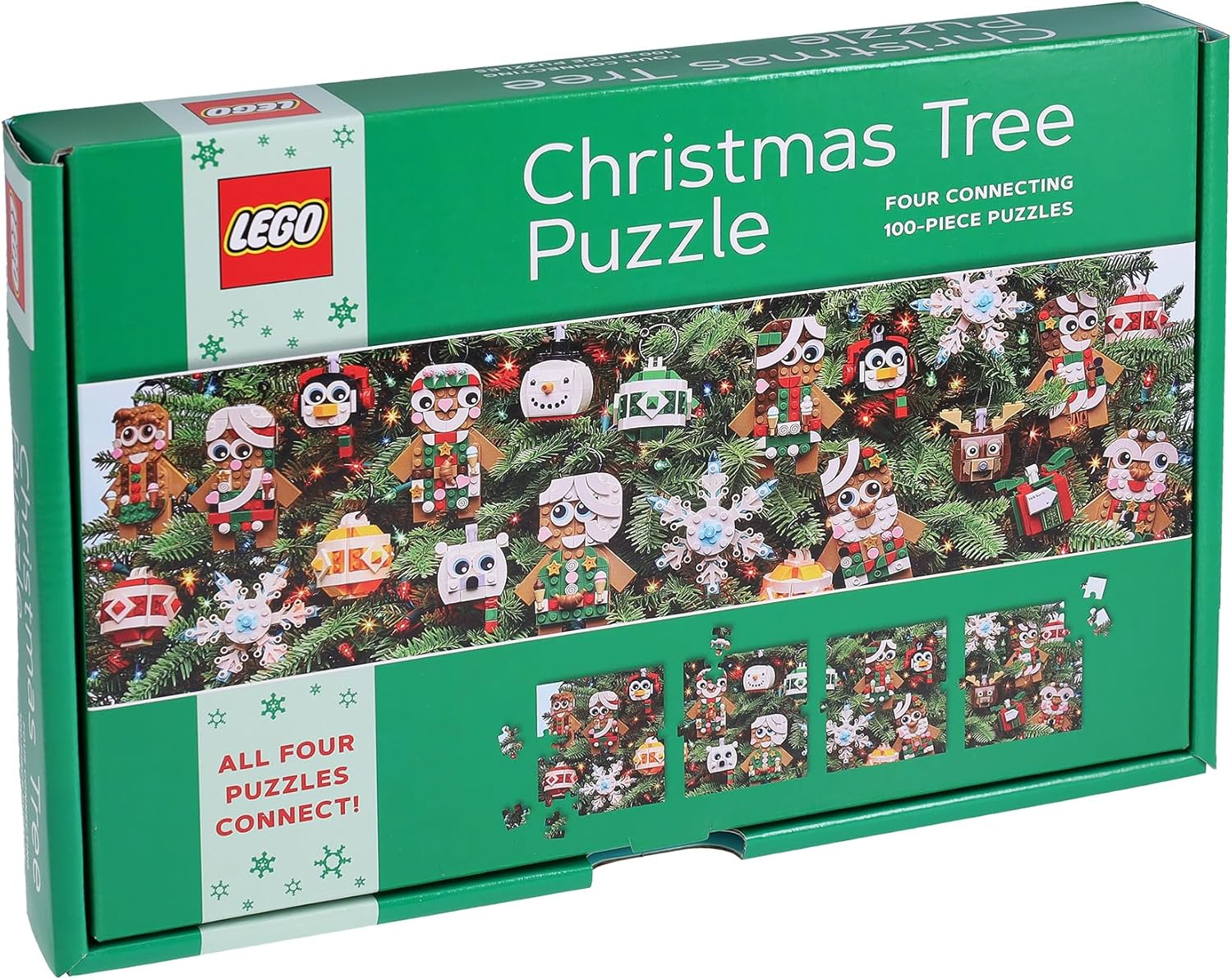 Chronicle Books Christmas Tree Puzzle: Four Connecting 100-Piece Puzzles