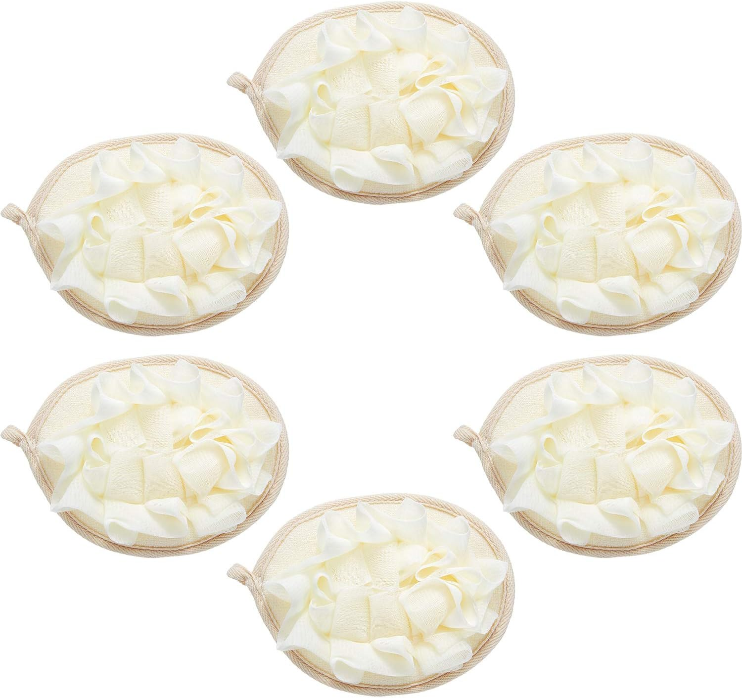 Boao Bath Shower Pouf Sponge Mesh Pouf Shower Ball Exfoliating Body Sponge Pad Scrubber Glove with Flower Bath Ball(3 Pcs,Purple)