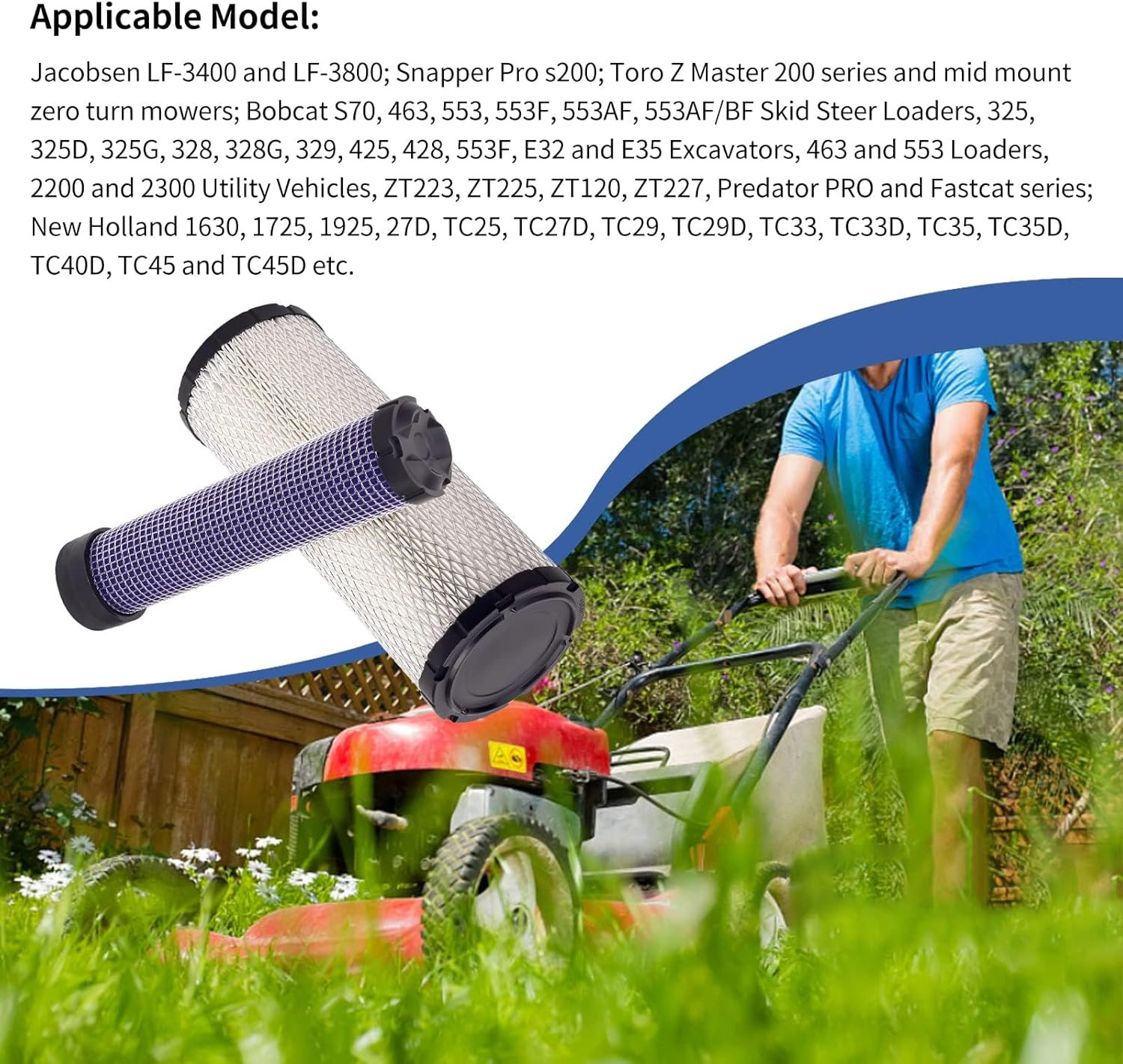 25083 01-S Air Filter Replace for 2508301-S 2508304-S Kawasaki 11013-7020 11013-7044 11013-7019 11013-7045 M131803 M131802 TA040-93230 TA040-93220 Lawn Mover image number 4