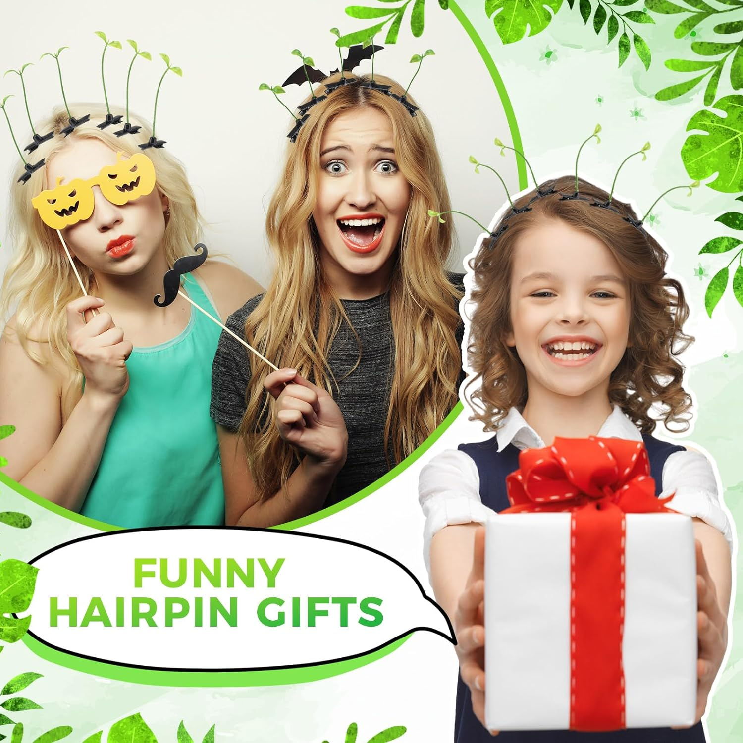 Tigeen 100 Pieces Bean Sprout Hair Clip Funny Plant Hairpins Grass Flower Butterfly Mushroom Hair Accessories (Classic Style) - Butterfly image number 2