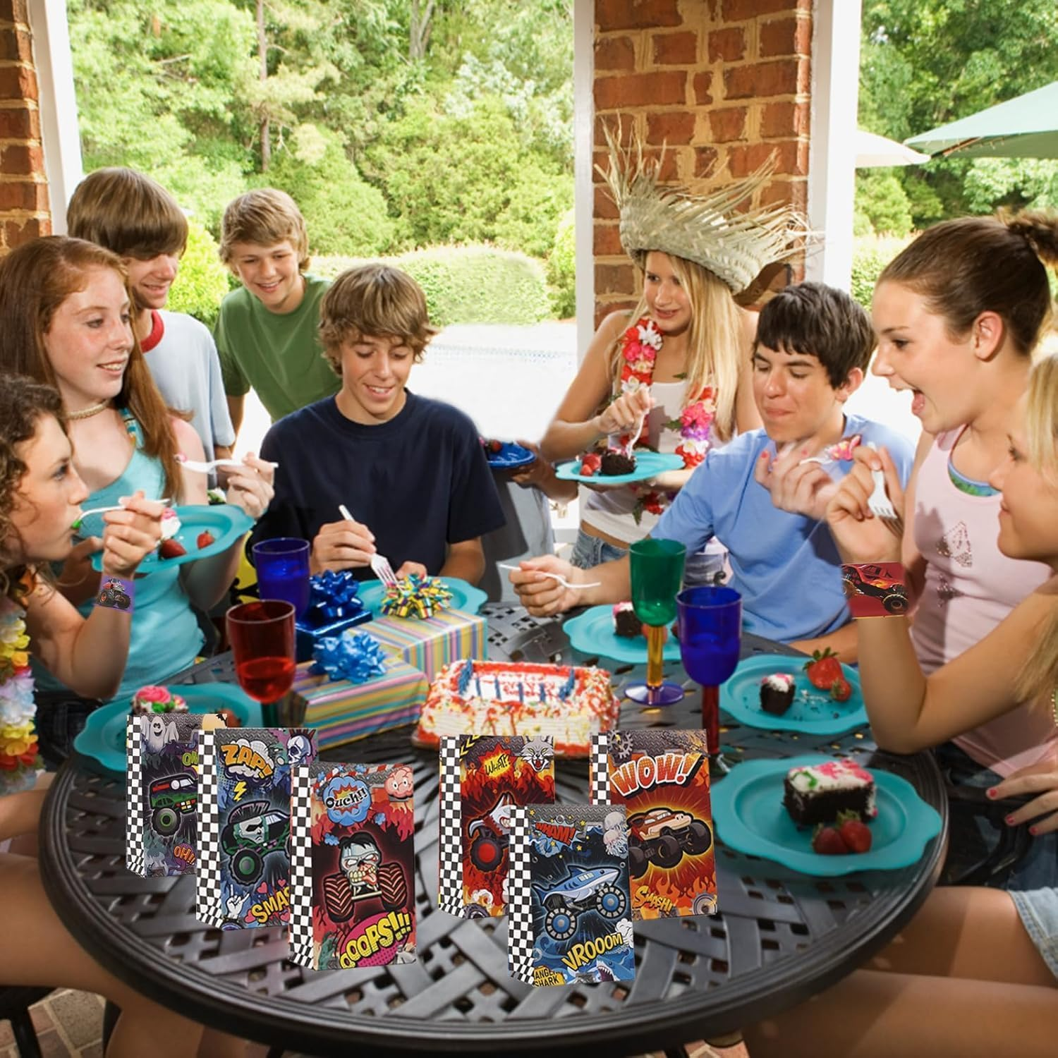 CZWXOXO 24Pcs Monster Truck Goodie Bags Monster Truck Party Favors Monster Truck Treat Bags Monster Truck Birthday Party Supplies for Boys Monster Truck Party Decorations - Multicolor image number 4