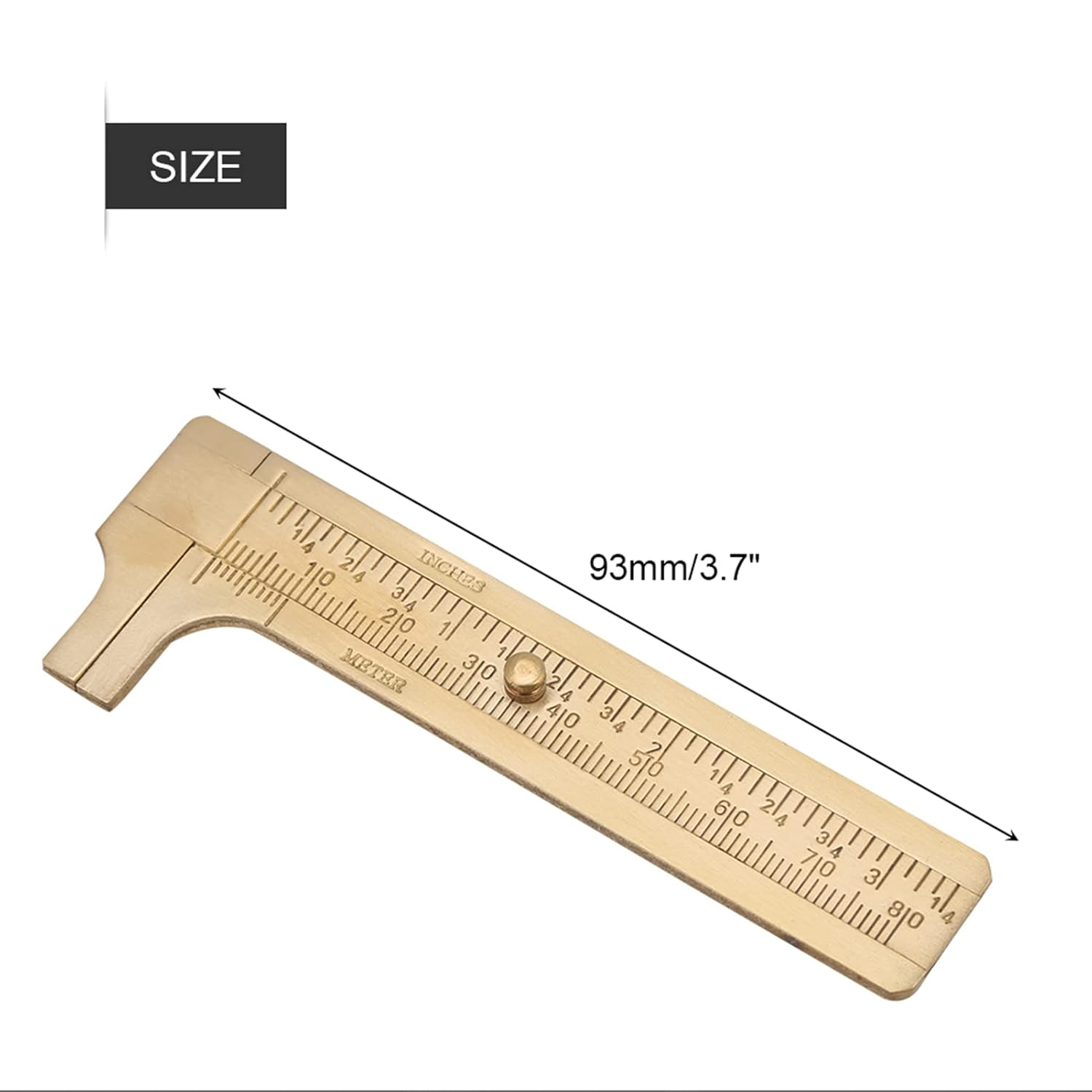Brass Vernier Caliper, 1Pc Vintage Style Caliper Measuring Tool Double Scales Design Beautiful for Industry for Artisan for Carpentry Work (Double Scale 80Mm)